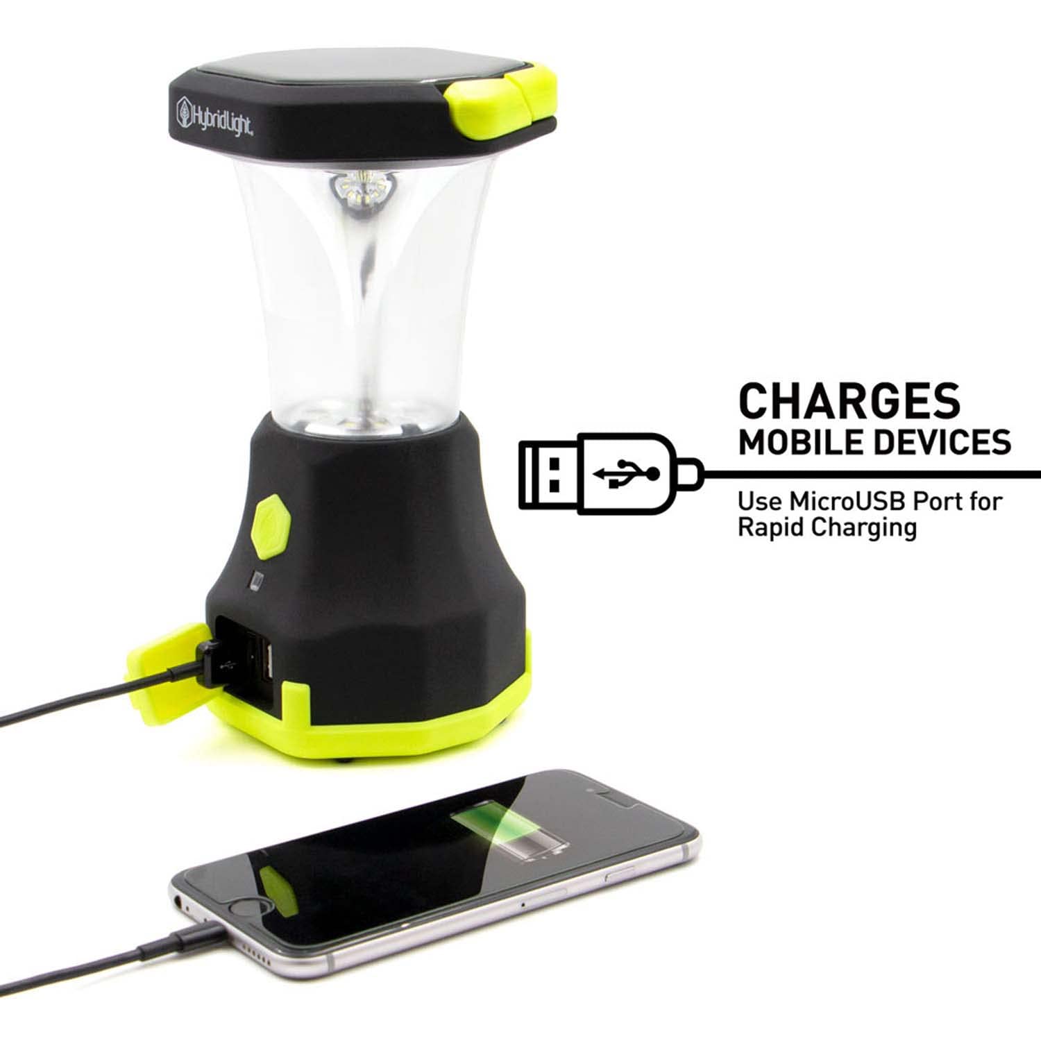 Atlas 600 Solar Powered LED Waterproof Camping Lantern with Micro USB Charger - Rechargeable Outdoor Light for Hiking, Emergency, Backpacking & Power Outages (Black)
