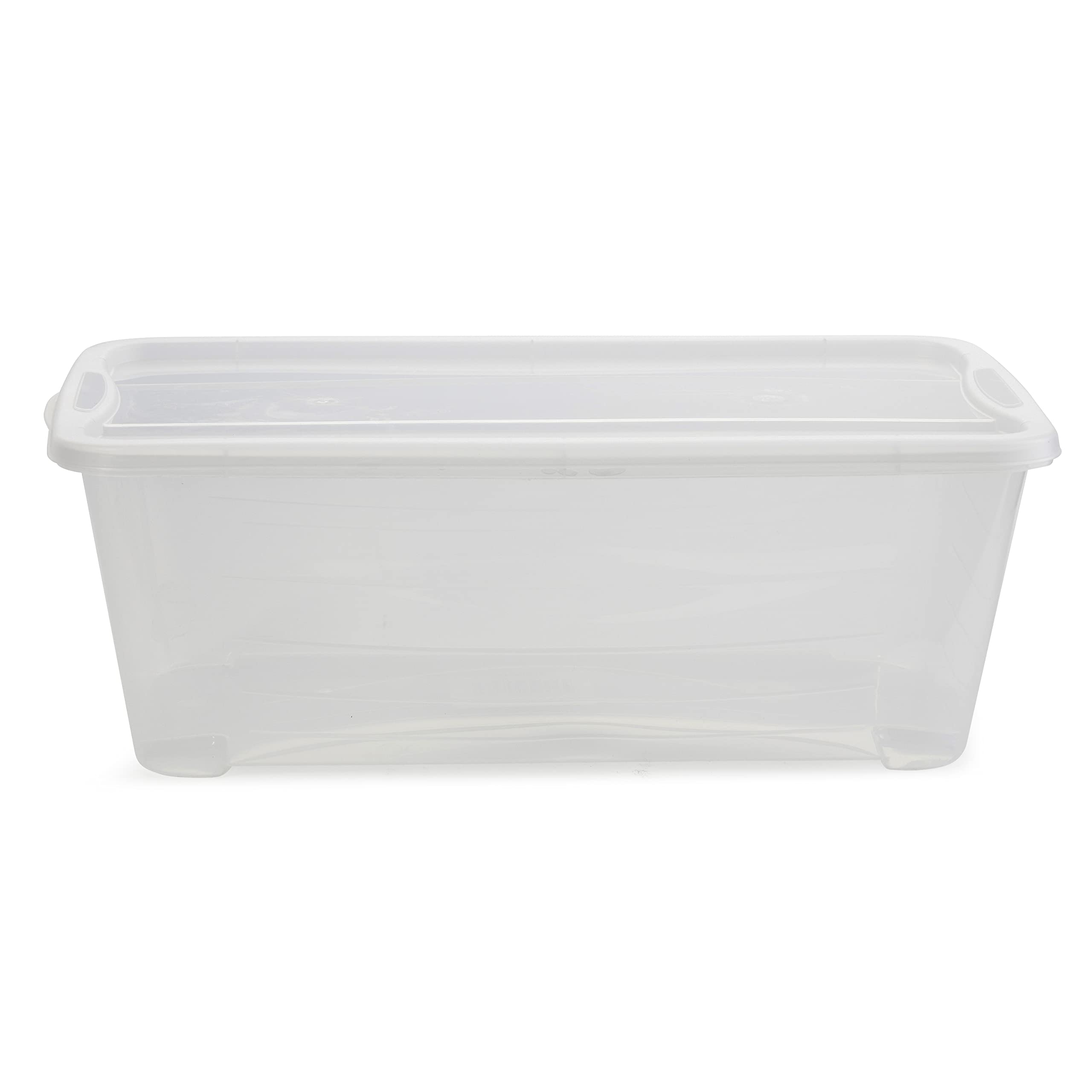 50-Pack Clear 6-Liter Plastic Storage Boxes with Lids - Stackable Shoe, Accessory & Closet Organizer for Home, Office & Travel Use