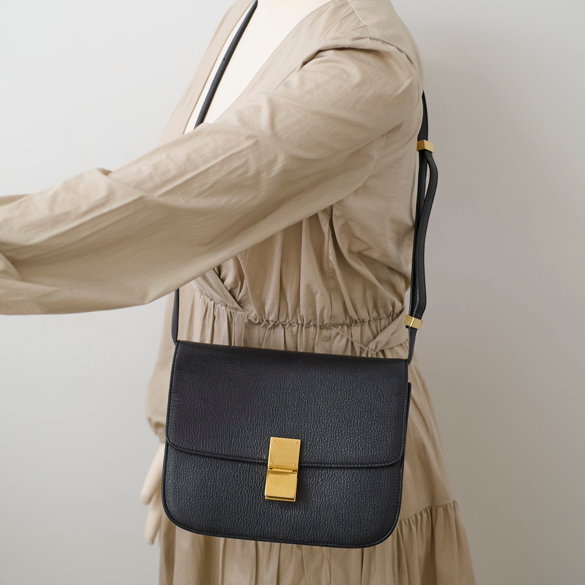 Celine Medium Classic Box Bag in Black | Luxury Leather Crossbody Handbag for Women | Perfect for Work, Travel & Evening Events
