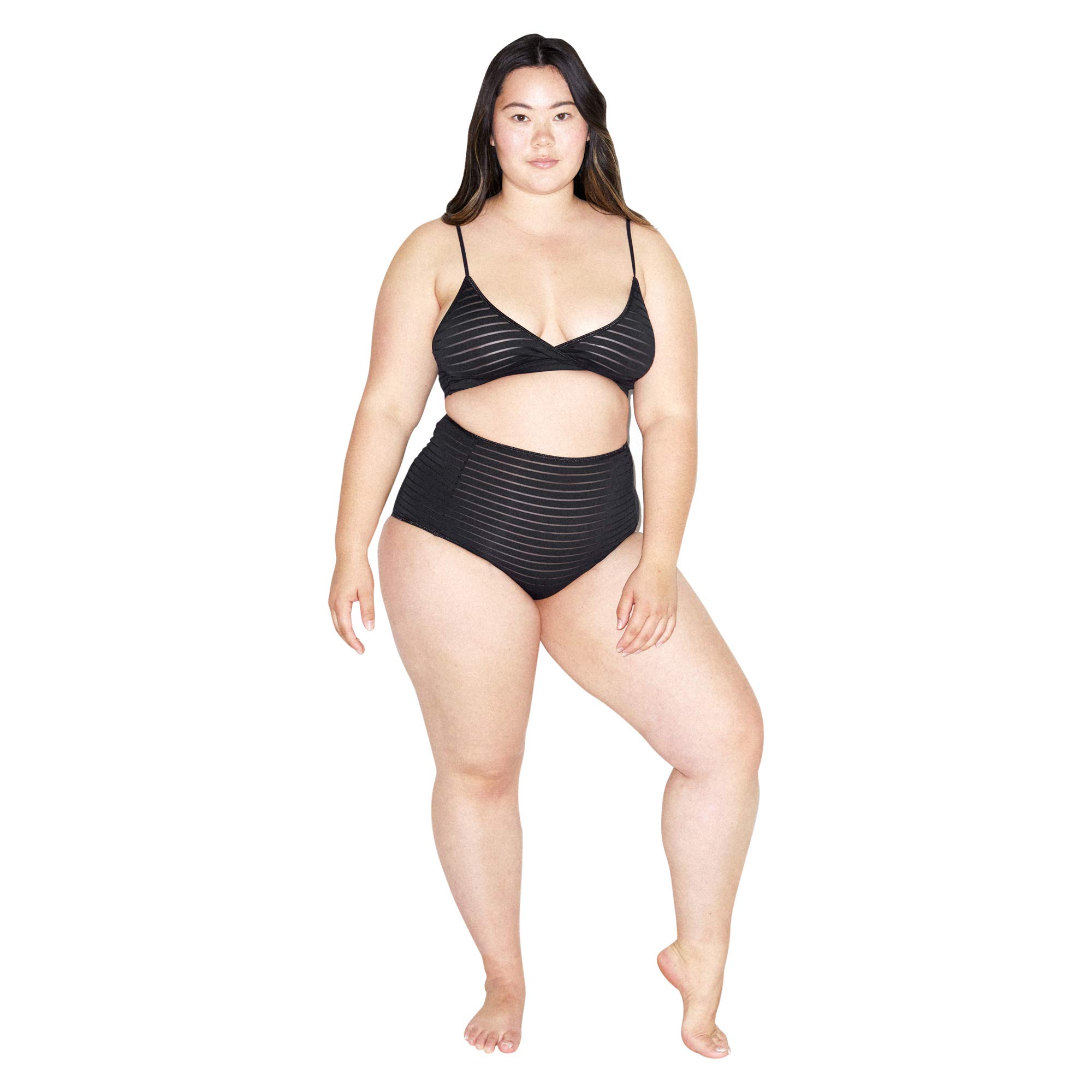 American Apparel Women's Cross Front Bralette - Sleeveless Shadow Stripe Lace Underwire Bra for Comfort & Support | Perfect for Yoga, Lounge Wear & Layering