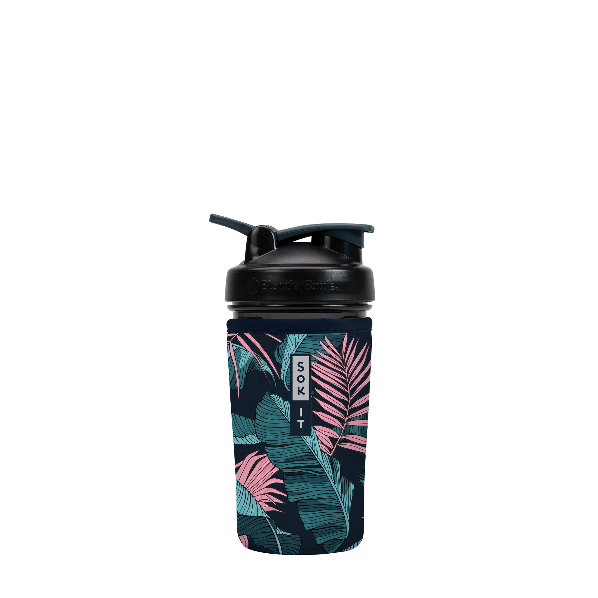 Premium Insulated Neoprene Protein Shaker Bottle Cover - Fits 24oz Blenders, Leak-Proof & Sweat-Resistant (Midnight Tropics) - Ideal for Gym, Workouts & Outdoor Activities