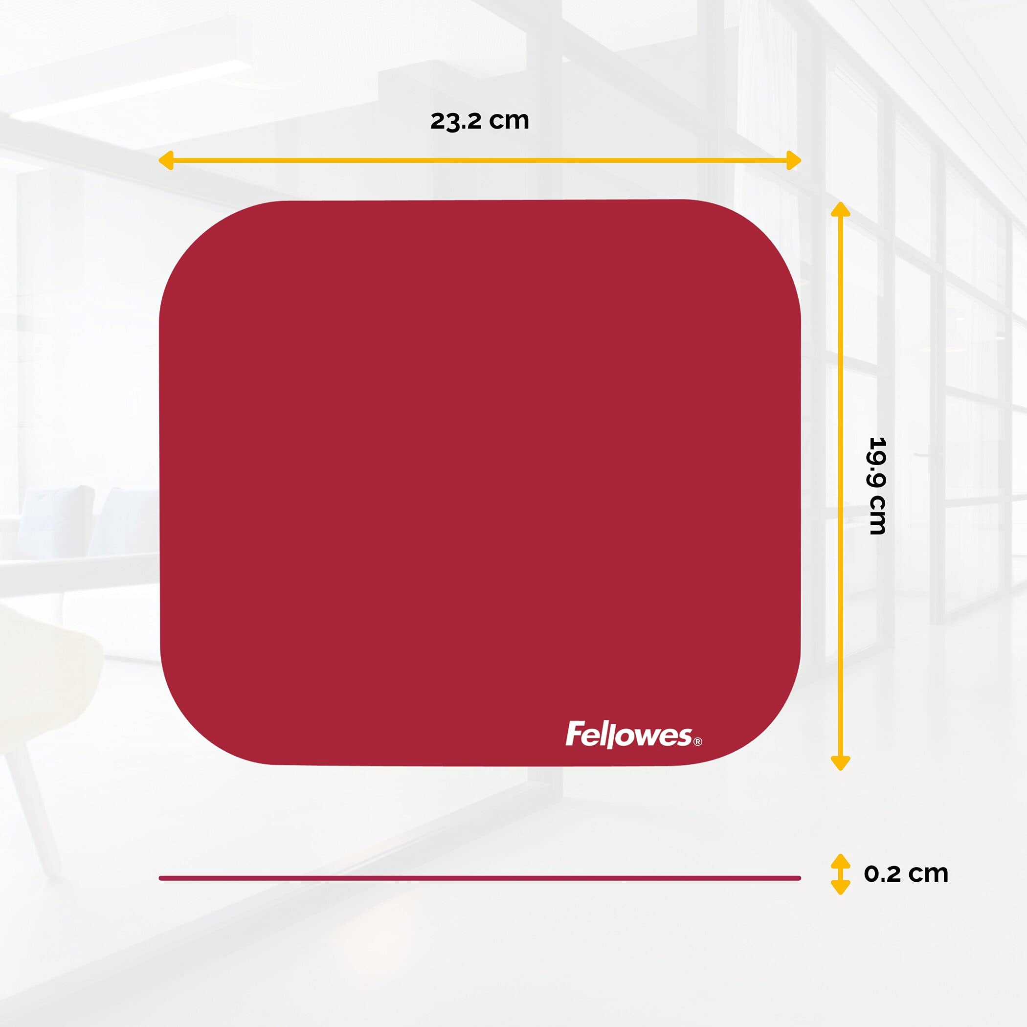 Fellowes Basic Red Mouse Pad - Non-Slip Rubber Base, Smooth Tracking Surface for Office & Gaming Use