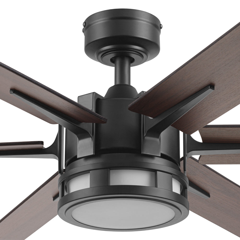60 Inch Honeywell Kaliza Matte Black Smart Ceiling Fan with Color Changing LED Light & Remote Control - Perfect for Living Room, Bedroom, and Outdoor Spaces