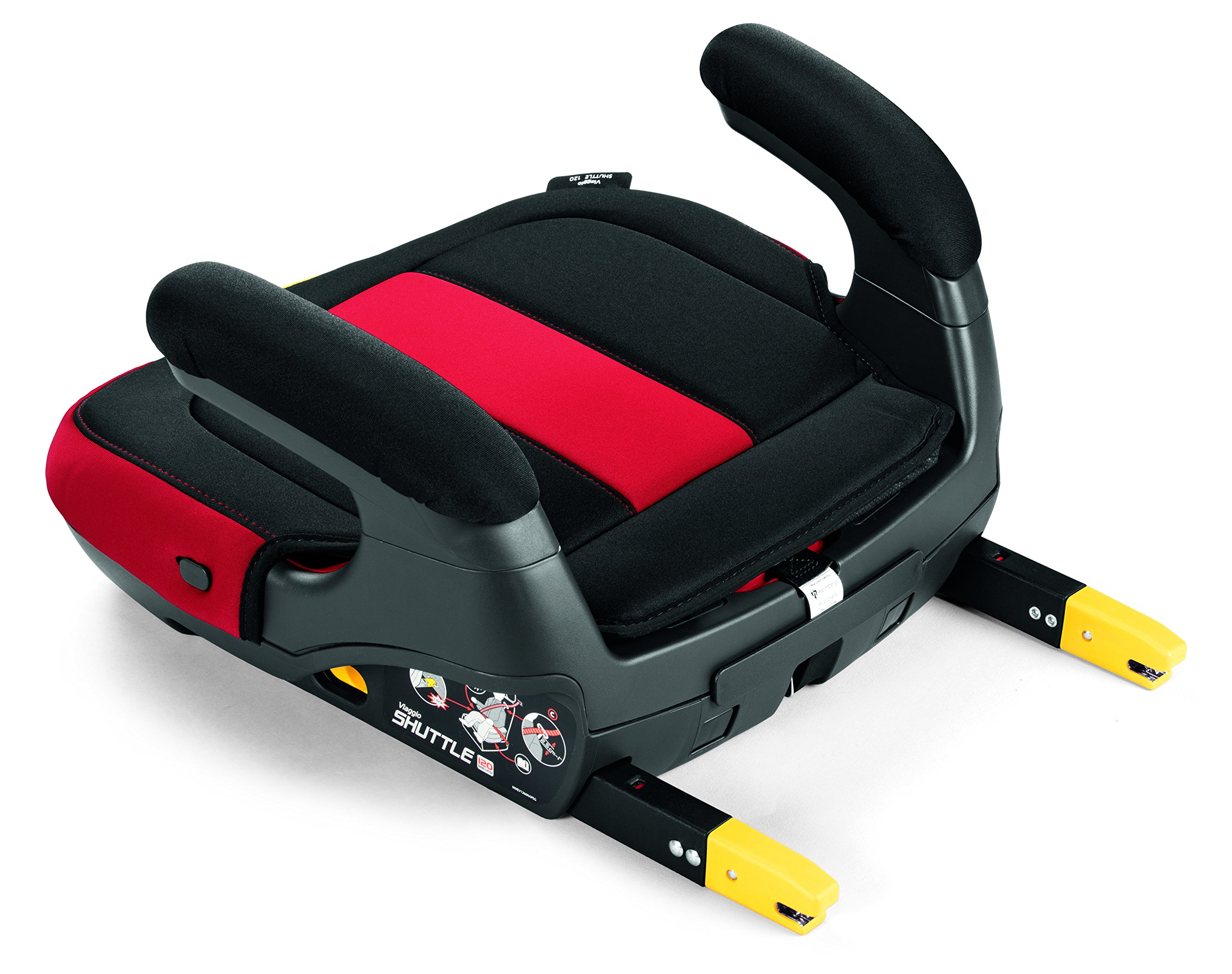 Peg Perego Viaggio Shuttle Booster Car Seat for Kids 40-120 lbs | High Back Safety Seat | Italian Made | Black & Red | Perfect for School, Travel & Family Road Trips