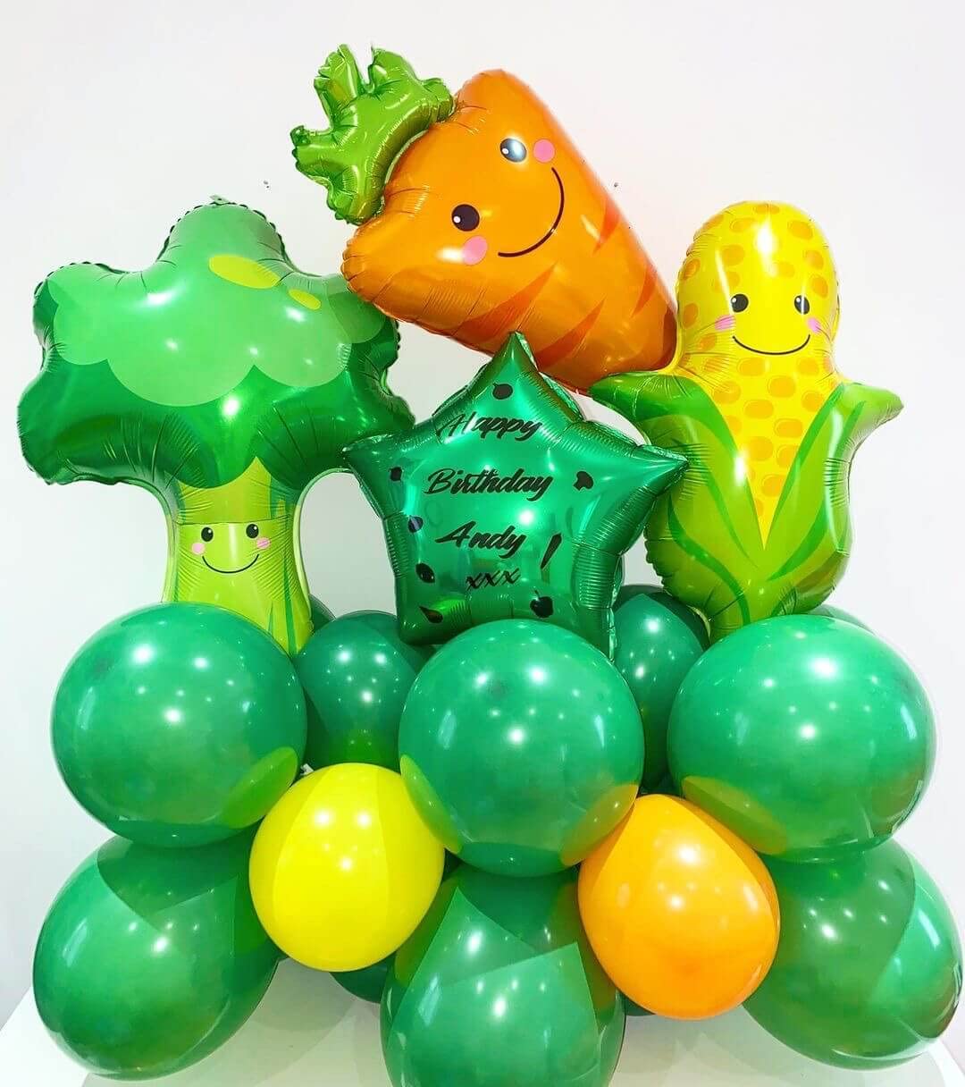 Giant Fruit & Vegetable Balloons Set - Cute Strawberry, Grape, Banana, Orange, Corn, Carrot, Tomato & Broccoli Balloons for Fruit-Themed Birthday Party Decorations | Perfect for Baby Showers, Summer Parties & Grocery Store Displays