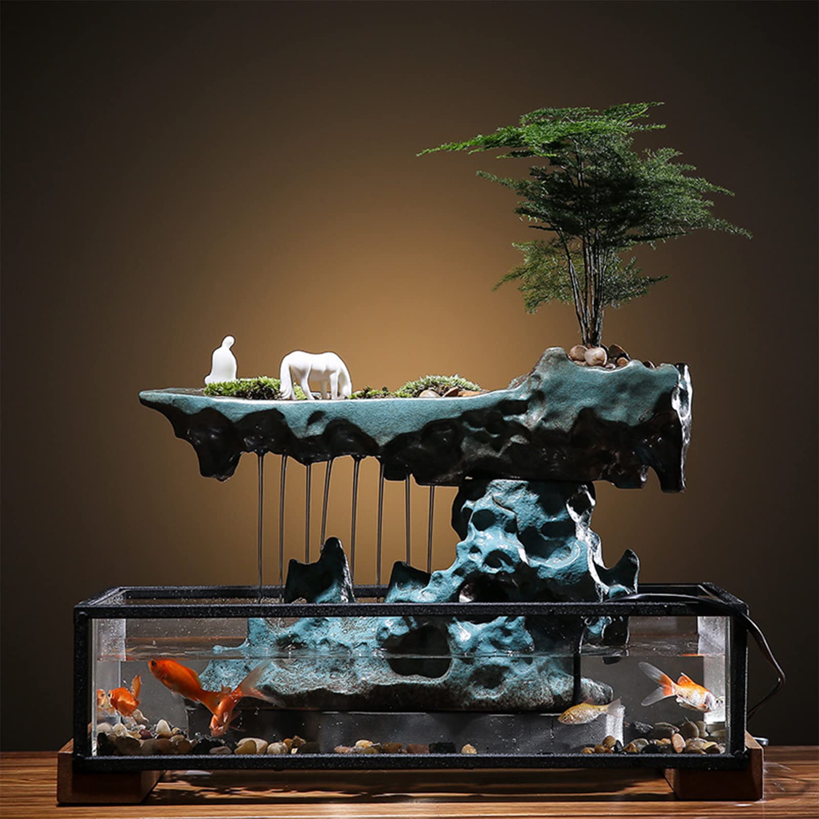TFCFL Desktop Rockery Fountain with Waterfall - Zen Tabletop Water Feature for Home, Office, Living Room Decor - Relaxing Mini Waterfall Fountain with Natural Rock Design - Perfect Gift for Women & Men (Great for Stress Relief, Meditation Spaces & Home Office Decor)