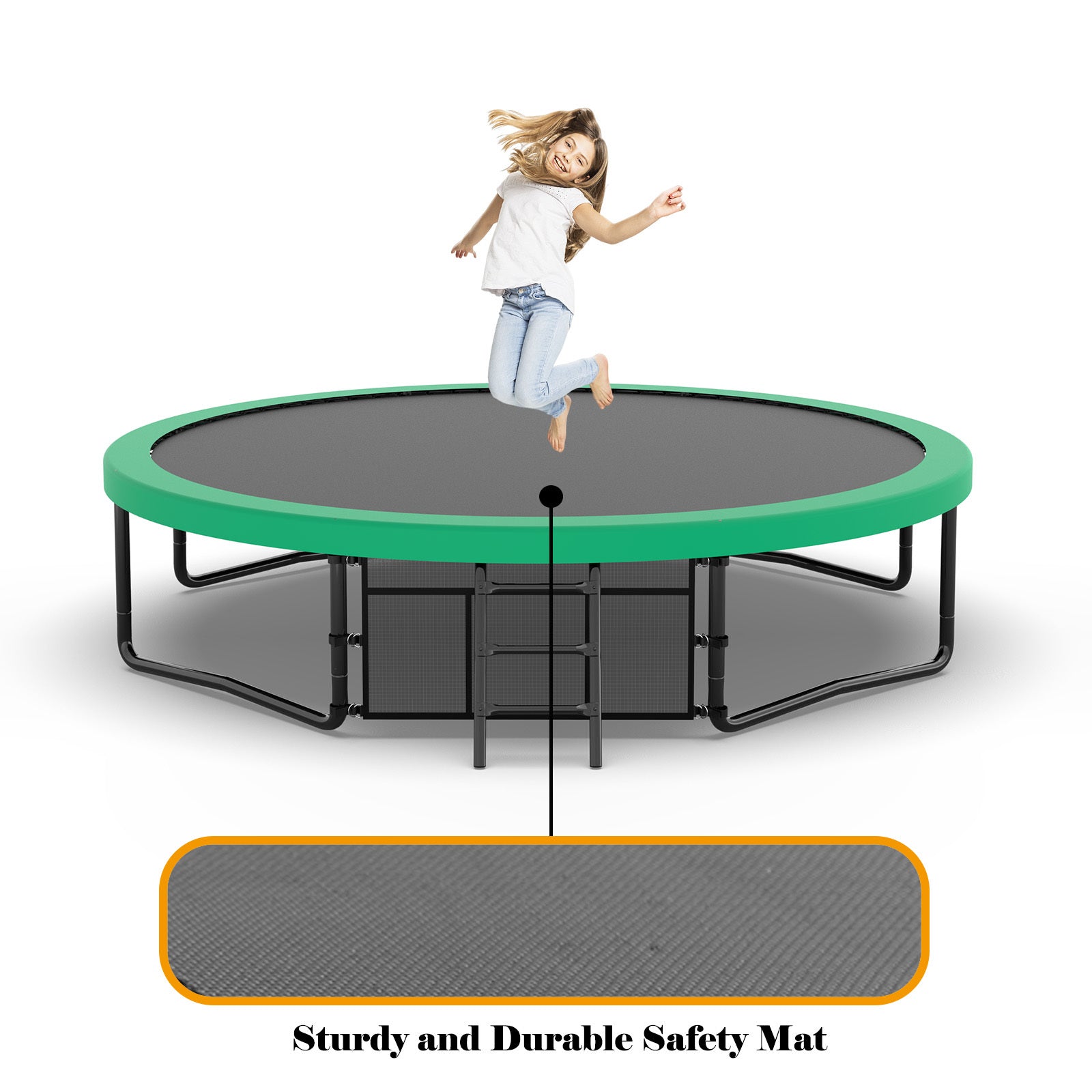 14FT Trampoline with Safety Enclosure - ASTM Approved Outdoor Trampoline for Kids with Ladder & Anti-Rust Coating | Perfect for Backyard Fun, Exercise, and Family Outdoor Activities