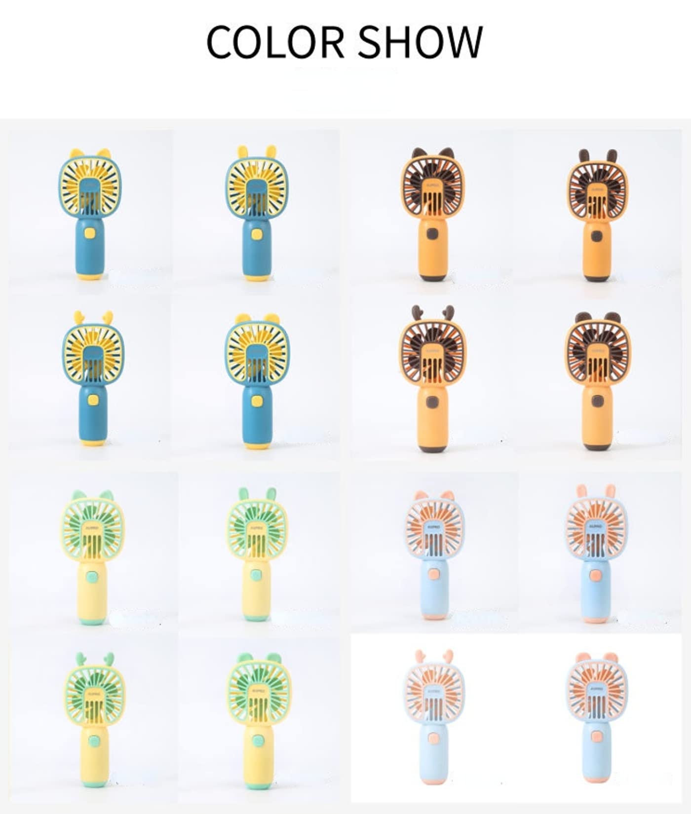 Portable USB Rechargeable Mini Handheld Fan - Cute Bear Ear Design, Battery Operated Personal Cooling Fan for Kids & Teens - Perfect for School, Office, Outdoor Travel & Summer Use (Orange)
