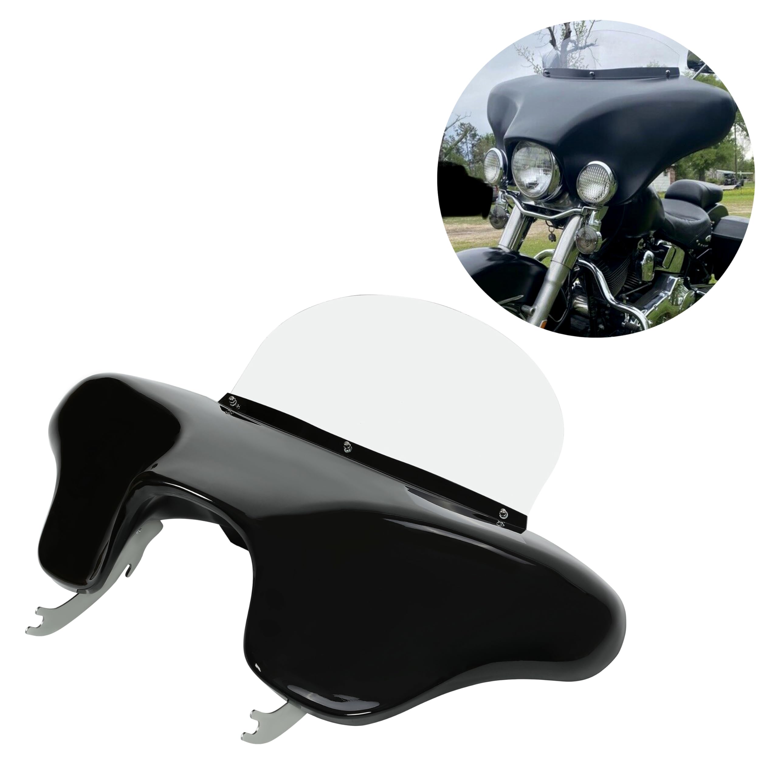 KUAFU Batwing Fairing for Harley Davidson FLSTN Heritage Softail Classic Deluxe Fat Boy (1986-2015) - 4 Speaker Front with Windshield - Enhanced Riding Comfort for Long Distance Cruising & Highway Travel