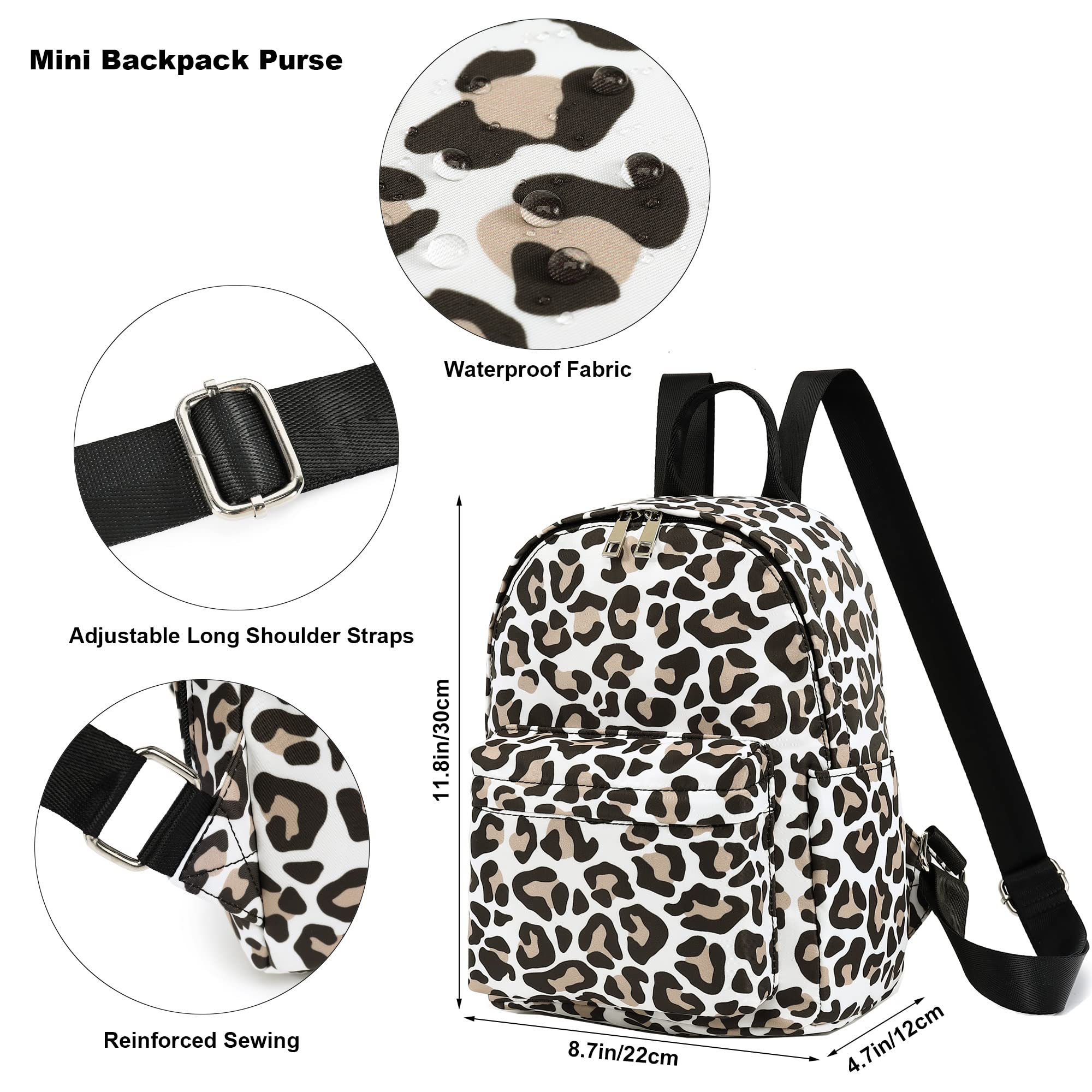 Stylish Mini Backpack for Women & Girls - Compact Purse Backpack for Teens, School, Travel & Daily Use | Leopard Print Fashion Accessory | Perfect for College, Work, Gym & Weekend Outings