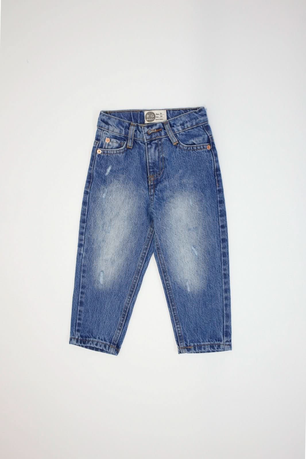 Kids Unisex Mom Jeans - High Waist Stretch Denim Pants for Boys & Girls - Trendy Vintage Style for School, Play & Everyday Wear