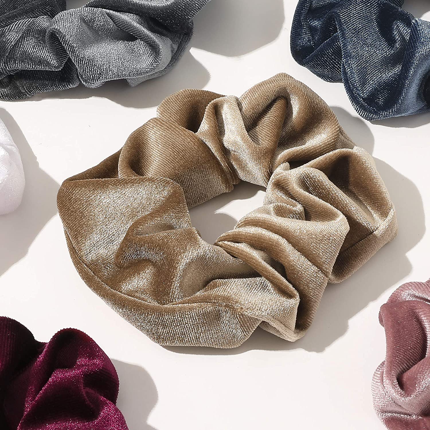 ALIBA COLLECTION 8-Piece Velvet Hair Scrunchies Set - Premium Soft Elastic Hair Bands for Women & Girls - Ponytail Holders & Hair Accessories - Perfect for School, Work, Gym & Everyday Styling