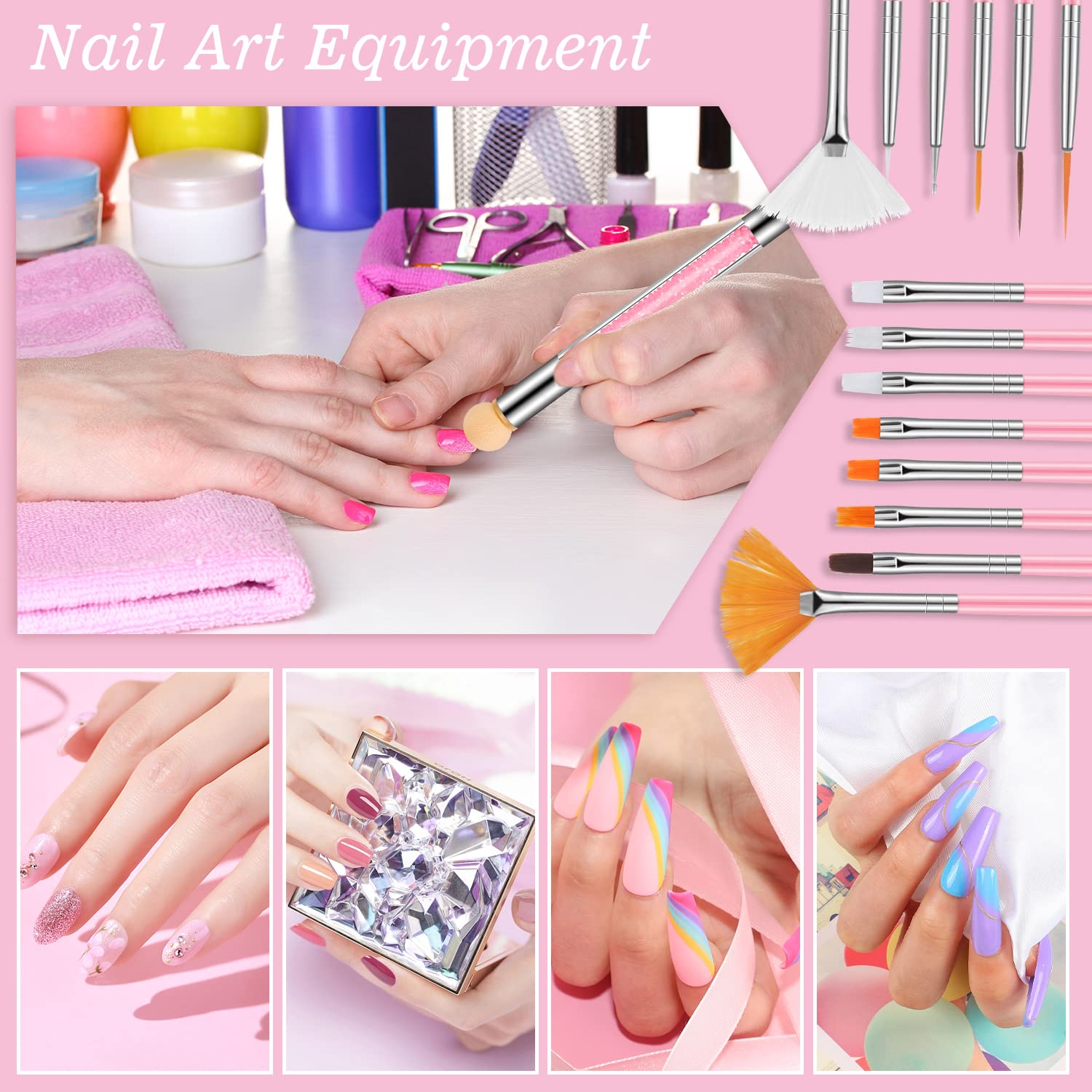 26 Pcs Professional Nail Art Brush Set with Mixing Palette - Double-Ended Dotting Pen & Nail Tech Tools for Salon & DIY Manicure - Perfect for Acrylic, Gel Polish & Nail Design (3.5 inch Palette)