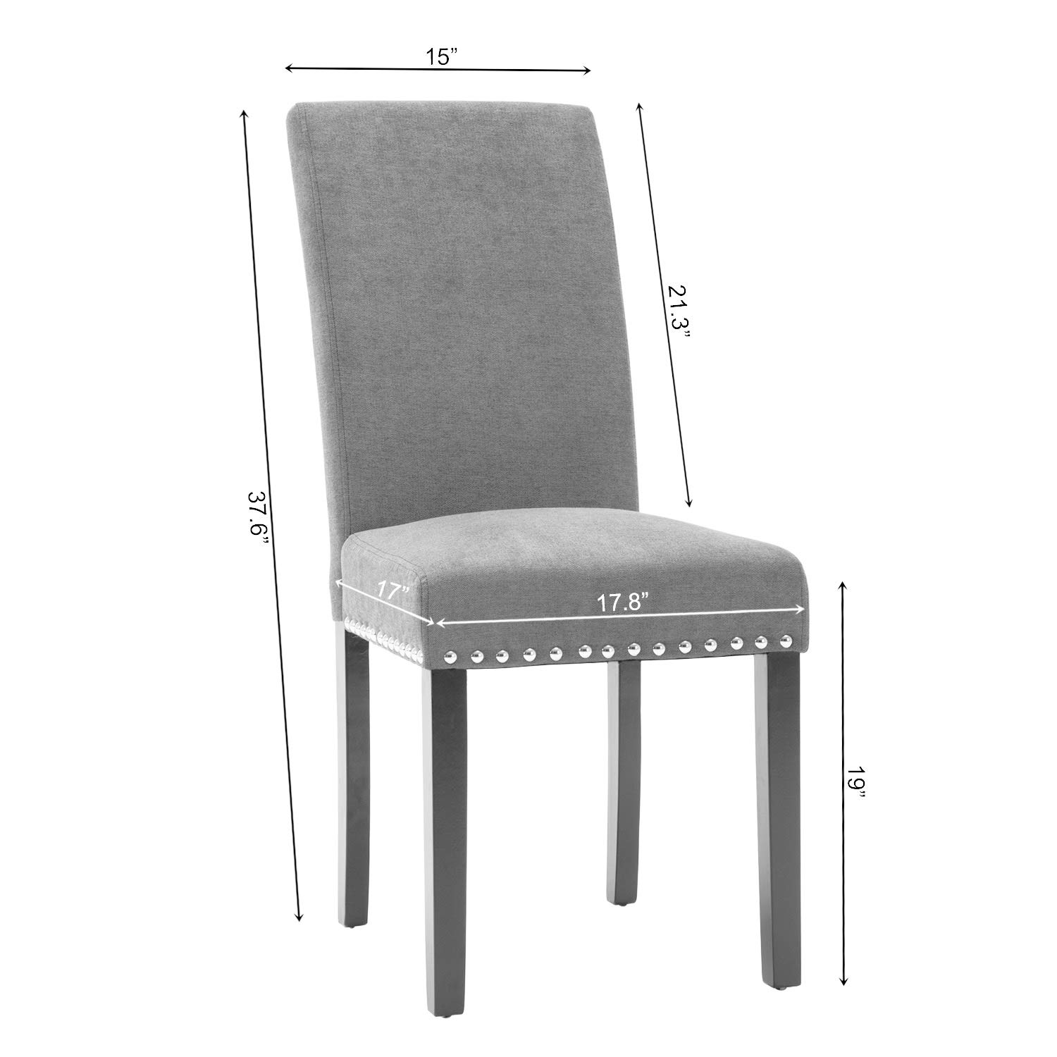 NOBPEINT 4-Piece Upholstered Fabric Dining Chairs Set with Copper Nails - Beige Modern Kitchen Chairs for Dining Room, Restaurant, and Home Decor
