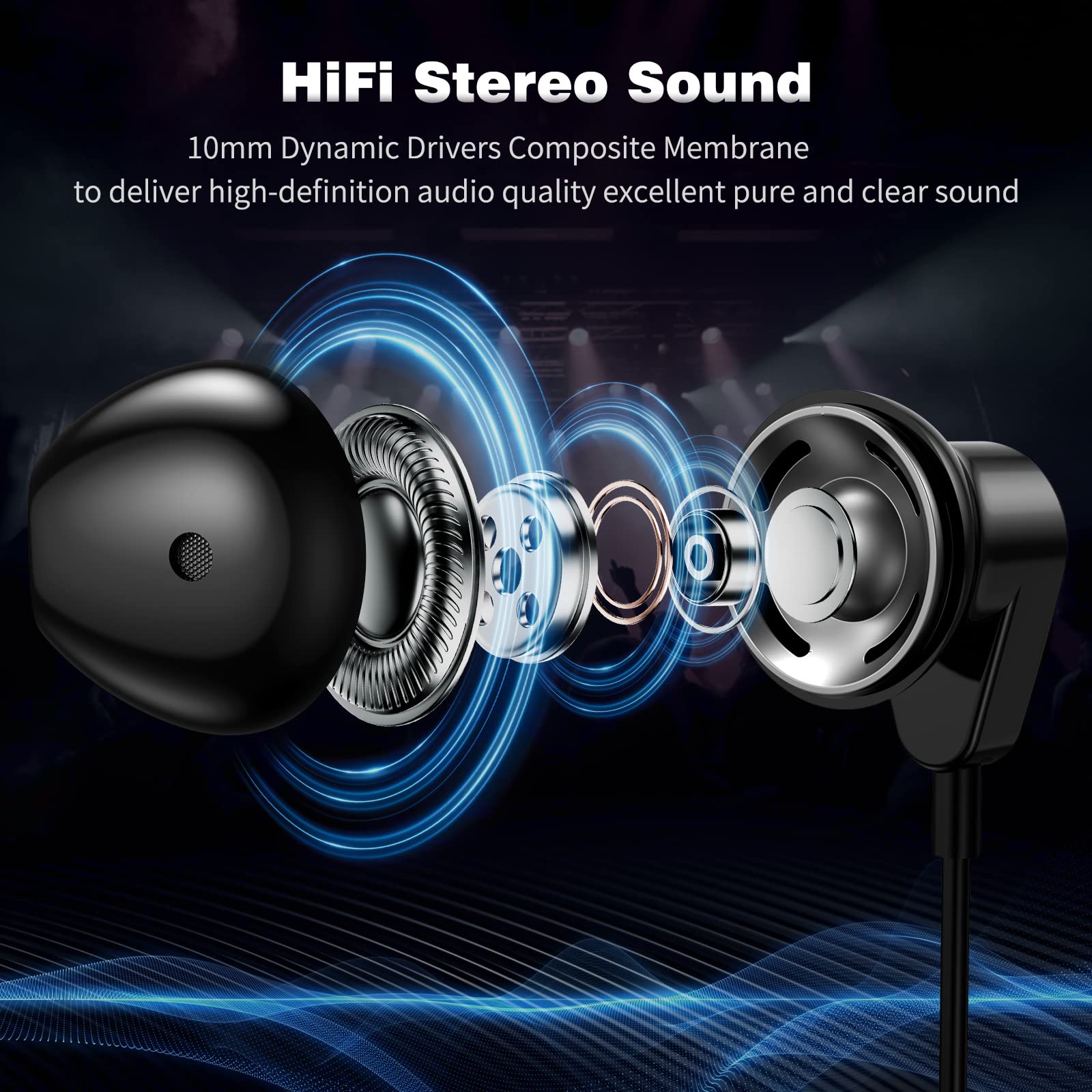 COOYA USB C Wired Earbuds with HiFi Stereo & Noise Canceling - Compatible with iPhone 16/15 Pro Max, iPad 10, Pixel 9/8/7, Samsung Galaxy S25 Ultra/S24/S23/Flip6/S22, OnePlus 13/12 - Perfect for Music, Gaming & Calls