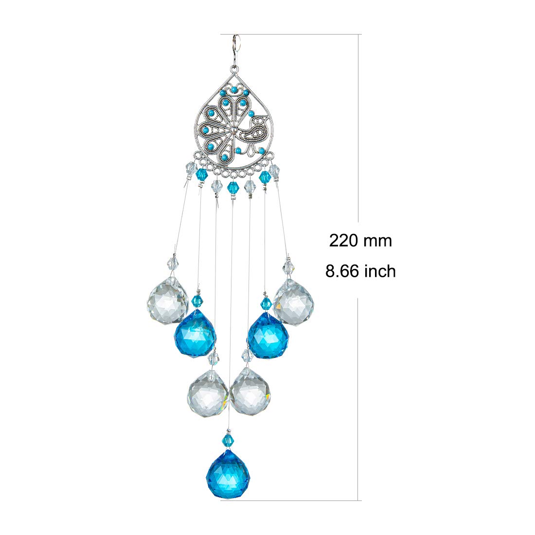 Light Blue Crystal Prisms Ball Suncatcher - Rainbow Maker Window Decor, Feng Shui Ornament & Healing Pendant Gift for Home, Office, Meditation Room - Creates Beautiful Rainbows for Relaxation & Positive Energy