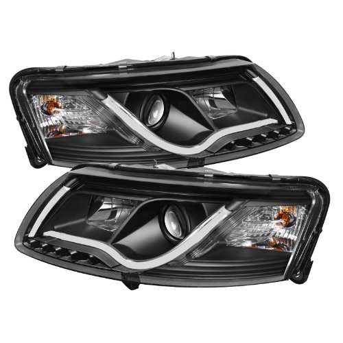 Audi A6 2005-2007 LED DRL Tube Headlights - Black/Clear Lens - Upgrade Your Car Lighting for Daytime Running & Night Driving