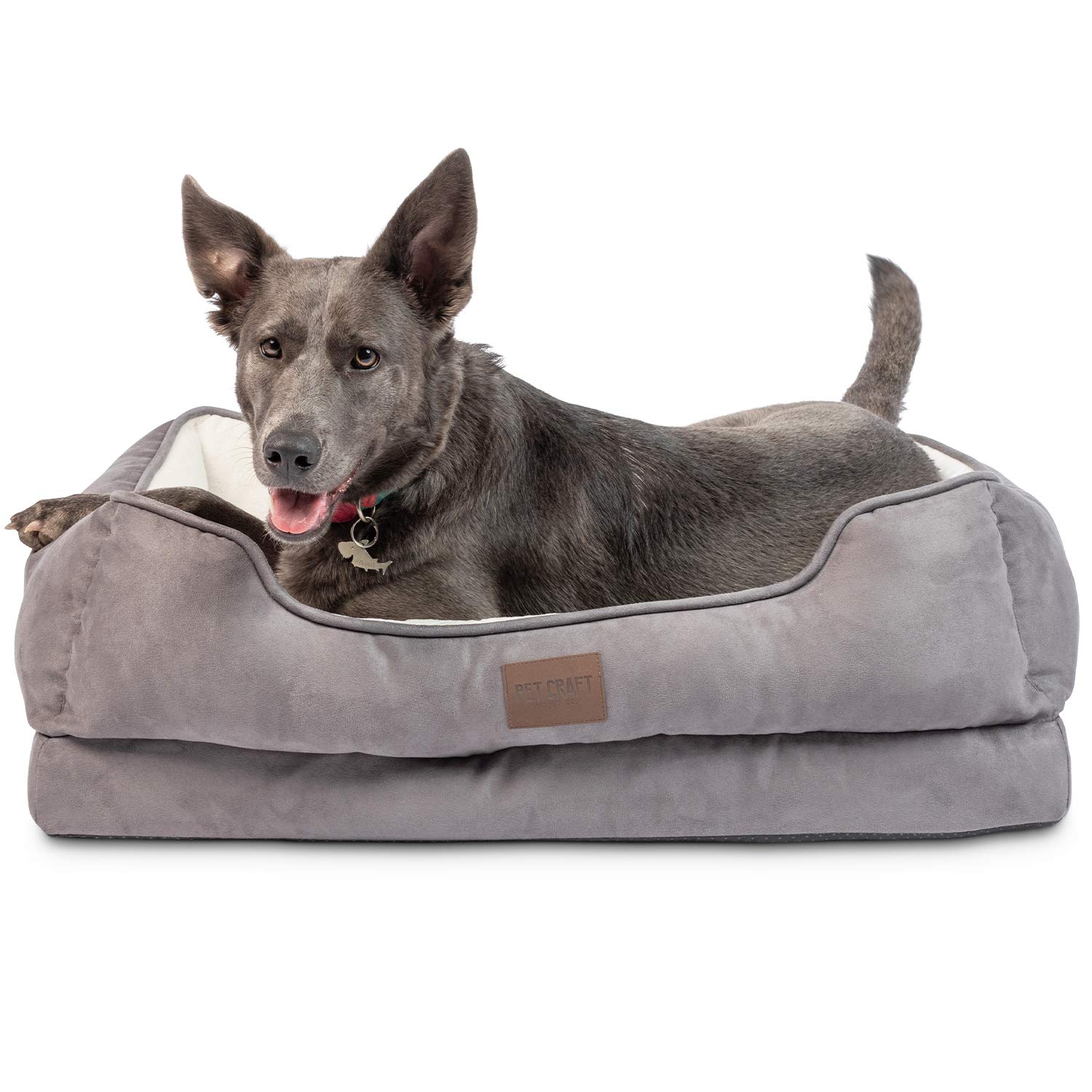 Premium Orthopedic Dog Bed with Removable Washable Cover - Support for Joint & Arthritis Relief - Sofa Style Pet Couch with Bolster Headrest - Ideal for Small, Medium & Large Breed Dogs (Cream) - Perfect for Living Room, Bedroom & Pet-Friendly Spaces