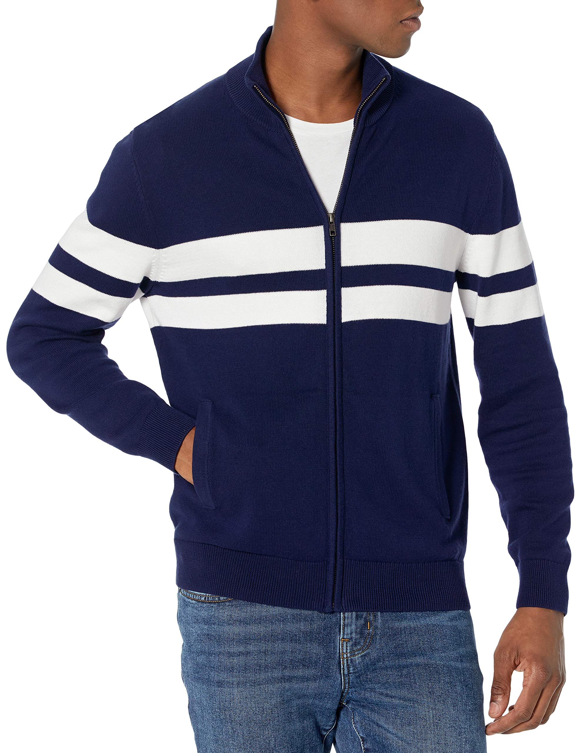 Amazon Essentials Men's Full-Zip Cotton Sweater Jacket - Casual Comfort Wear for Fall & Winter - Perfect for Outdoor Activities, Work, and Everyday Use