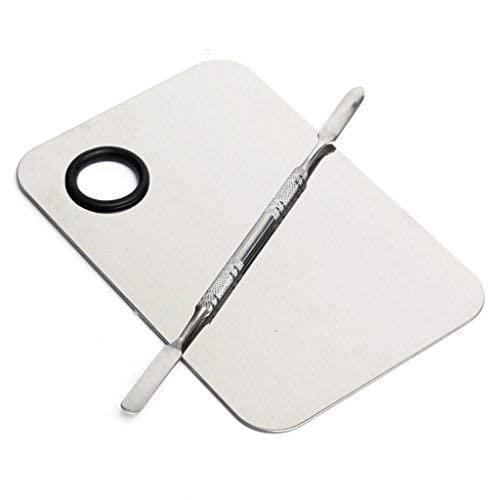 MISSLOOK Professional Stainless Steel Makeup Mixing Palette with Spatula - Artist Grade Cosmetic Mixing Board for Foundation, Concealer & Cream Makeup - Perfect for Makeup Artists, Beauty Salons & Home Use