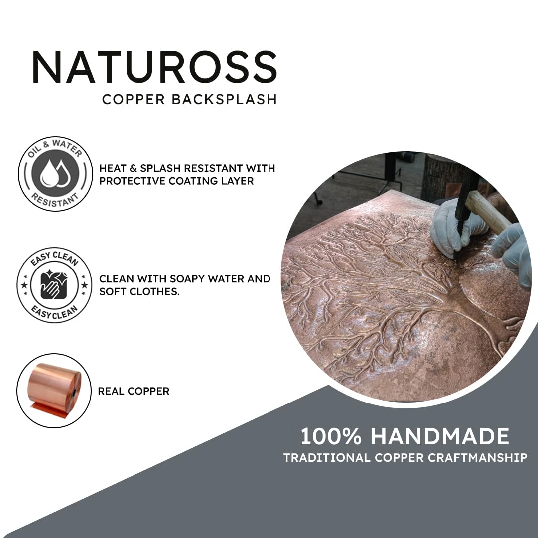 Custom Copper Backsplash Tile - Heart Leaves Design for Kitchen & Outdoor Decor
