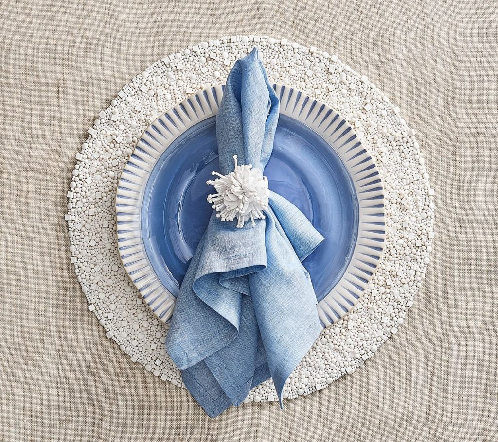 Bianco White Placemats Set of 4 - Premium Cotton Table Mats for Dining, Kitchen, and Party Decor