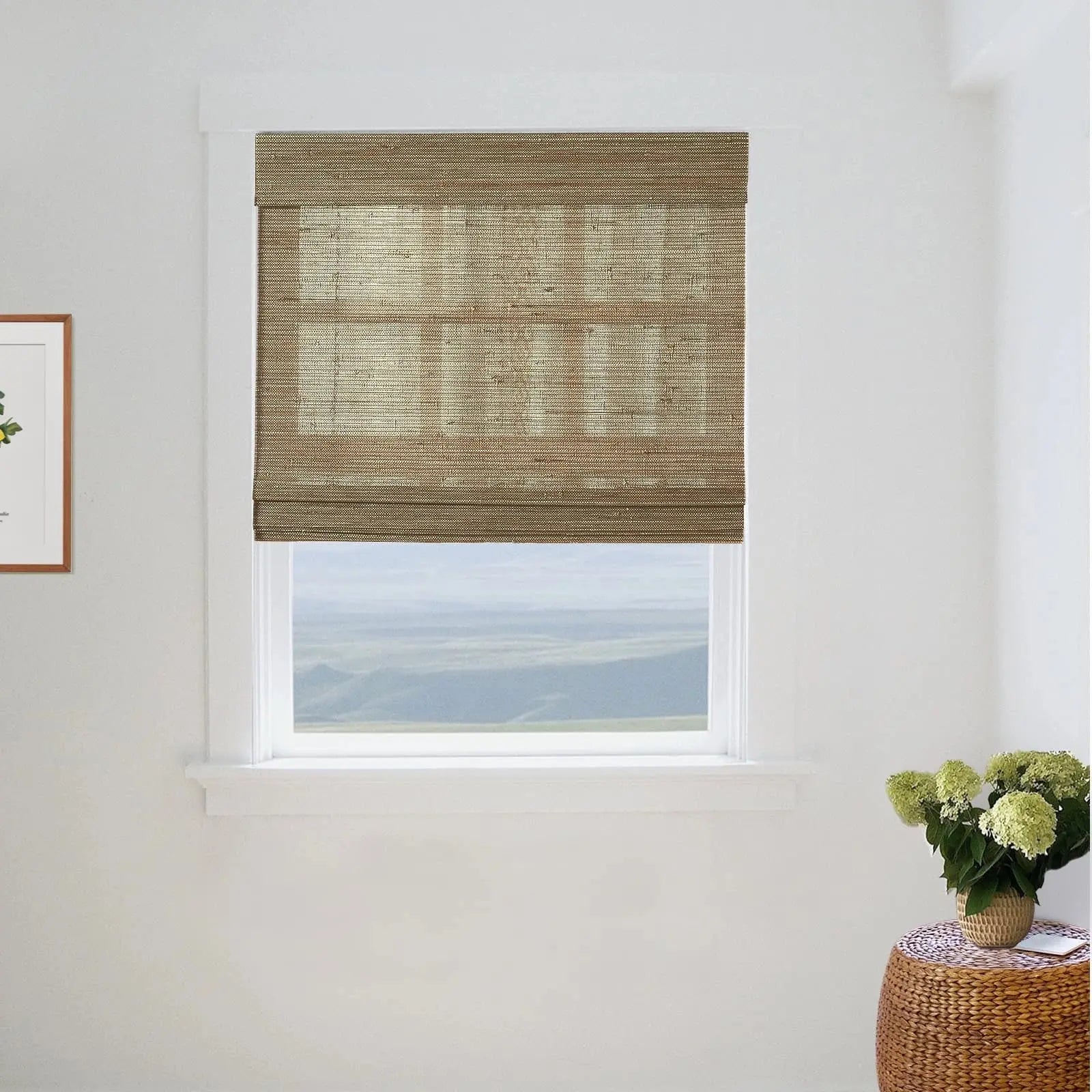 Natural Ramie Bamboo Woven Window Shade - Light Brown - Eco-Friendly & Durable - Perfect for Living Room, Bedroom & Patio Privacy