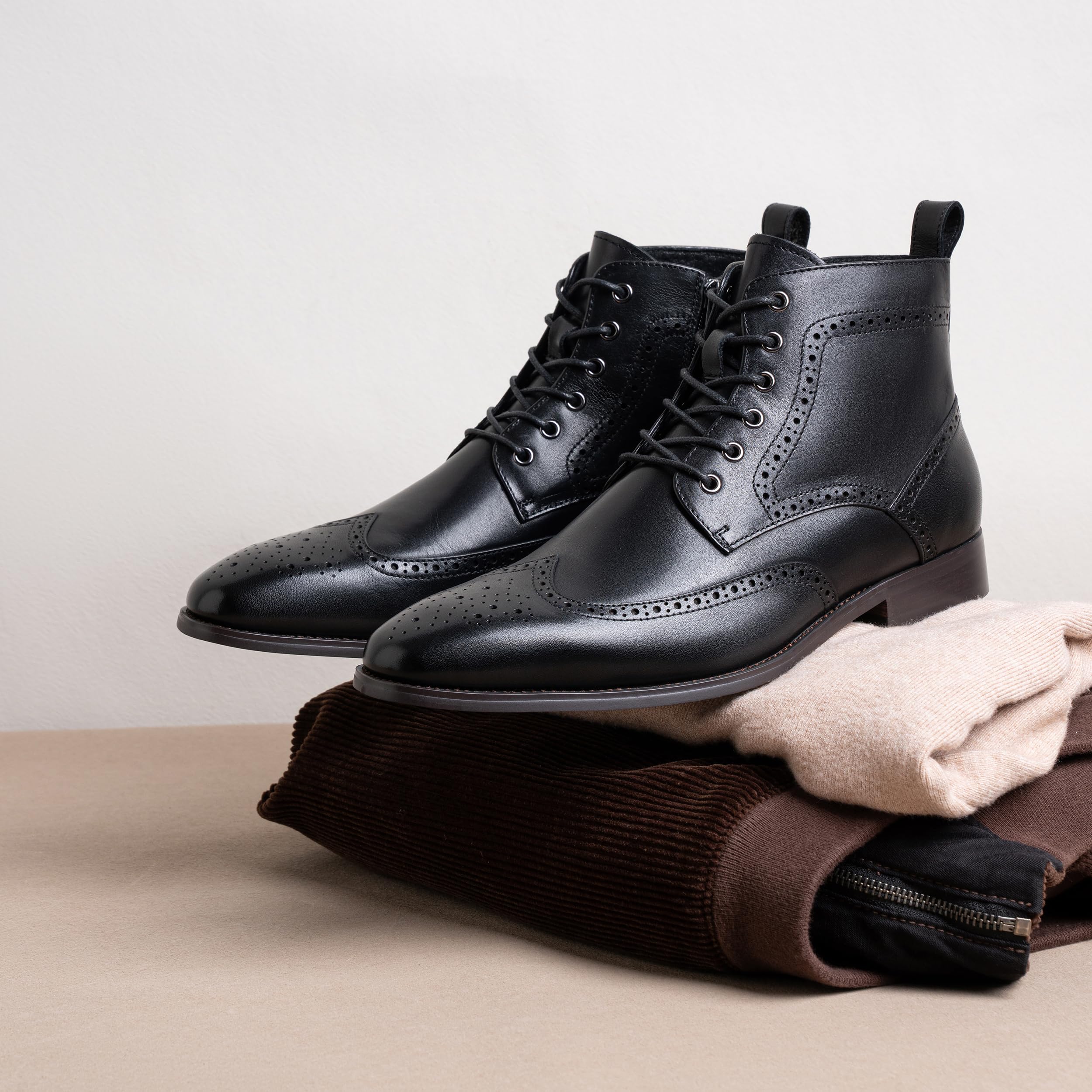Premium Men's Leather Dress Boots with Cap-Toe - Stylish & Comfortable Formal Boots for Business, Office & Special Occasions