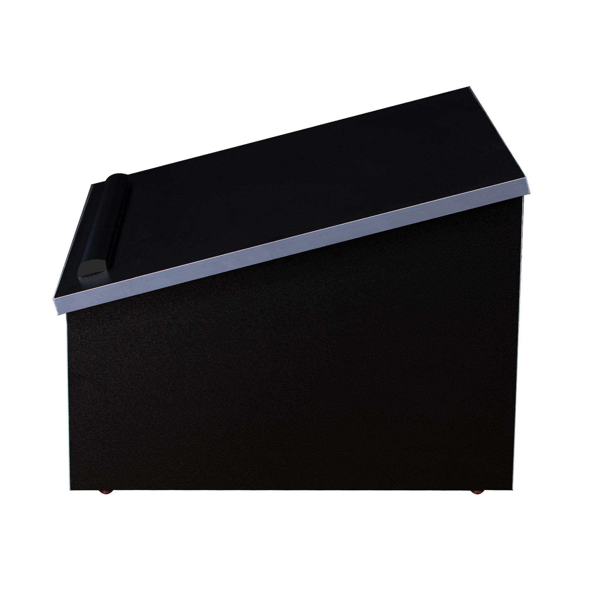 OEF Furnishings Portable Tabletop Lectern with Bookstop & Storage Shelf - Lightweight Adjustable Podium for Home Office, Church, School Presentations - Black