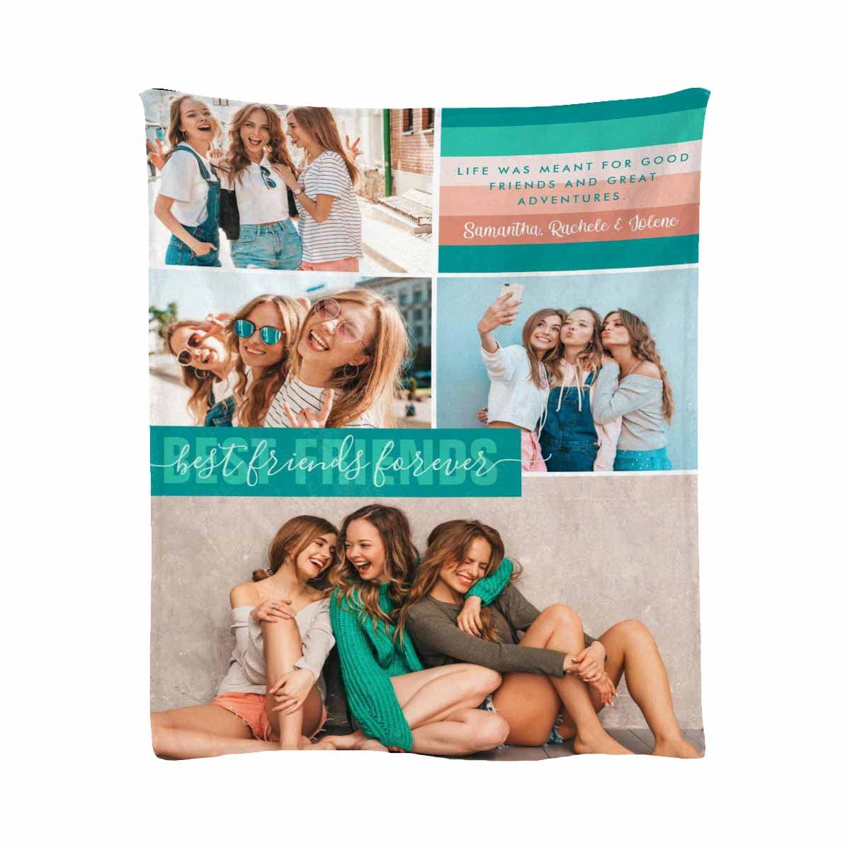 Best Friends Forever Personalized Photo Blanket - Custom Birthday Gift for Her, Lightweight Throw Blanket 40