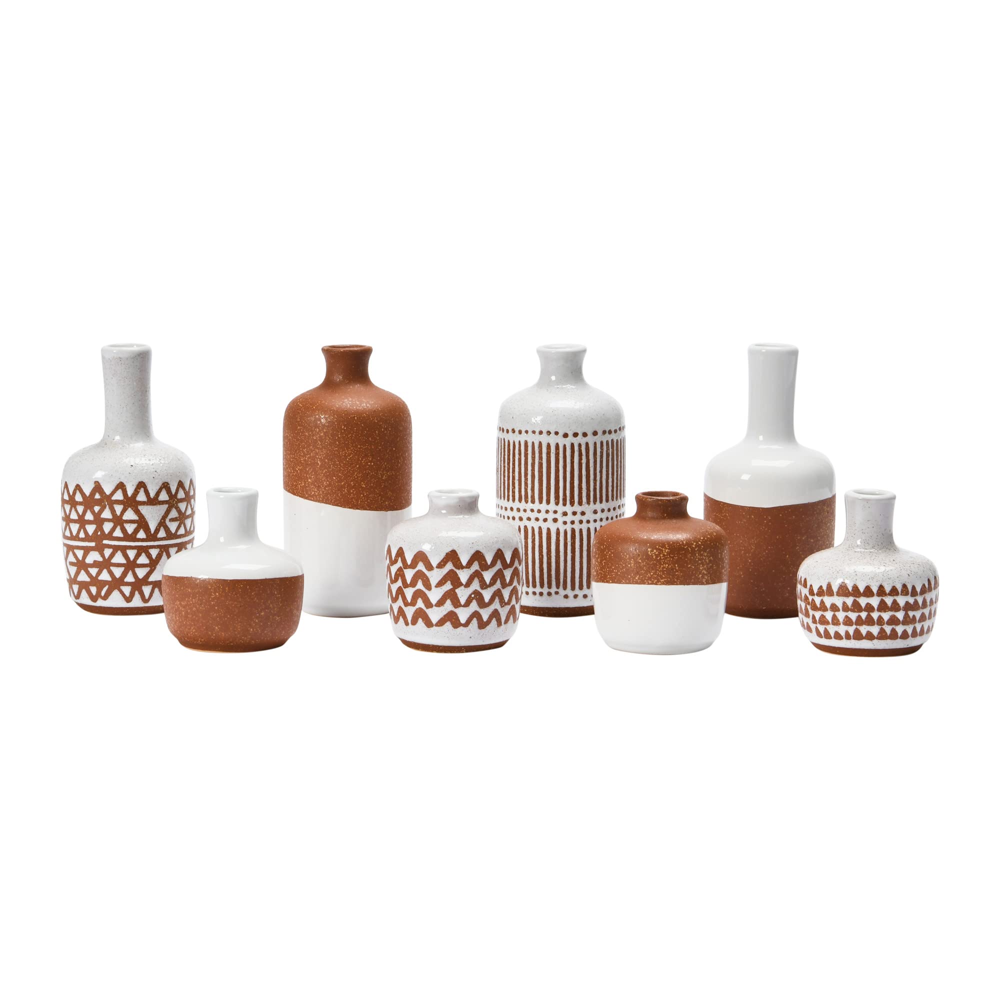 Main + Mesa Stoneware Vases Set of 8 - Handcrafted Ceramic Home Decor for Dining Table, Wedding Centerpiece & Farmhouse Decor