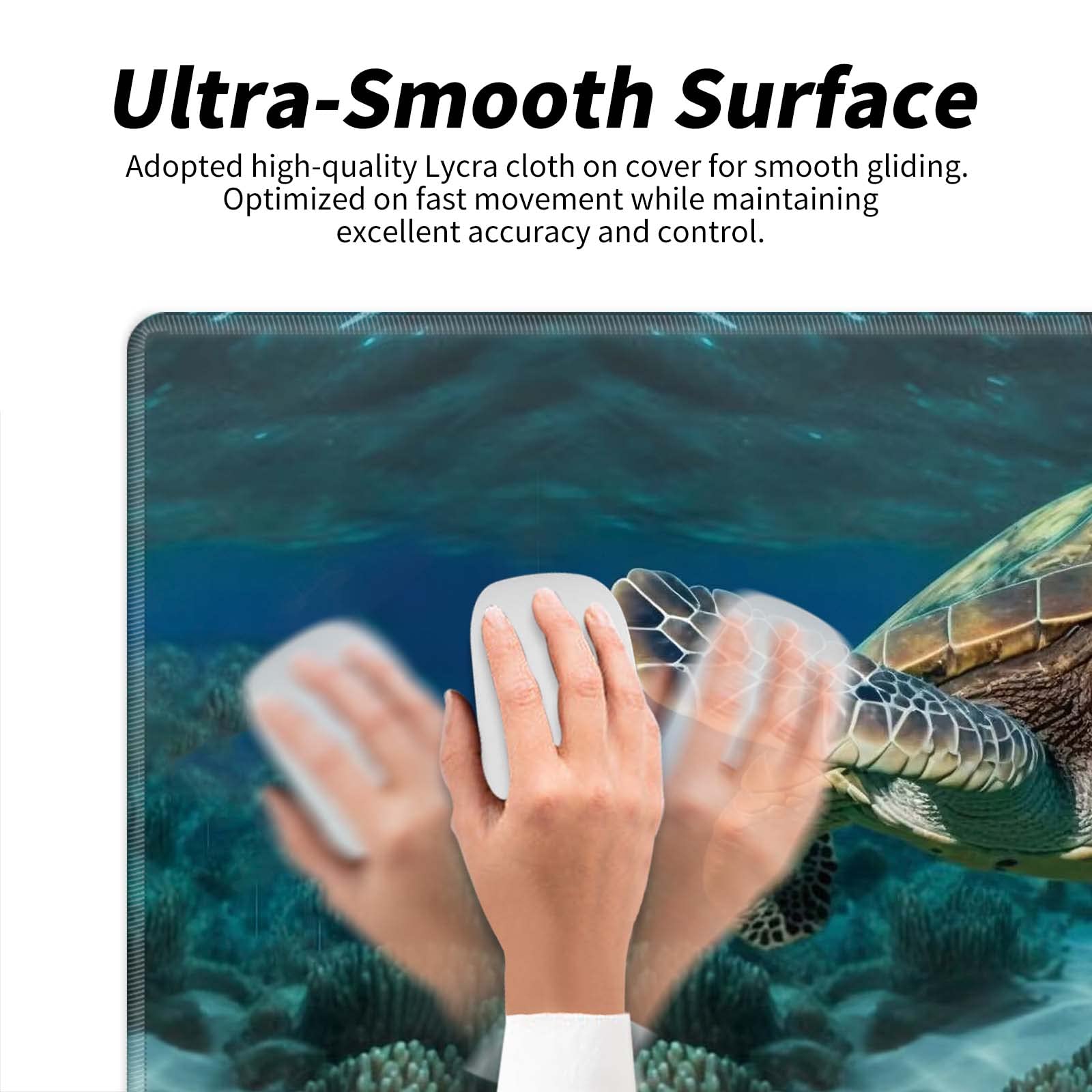 Large XL Extended Gaming Mouse Pad with Sea Turtle Design - 31.5