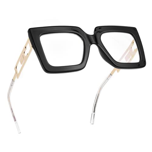 Bullabulling Blue Light Blocking Reading Glasses - Oversized Square Frames for Women - Anti-Eye Strain Computer Glasses for Office Work & Screen Time