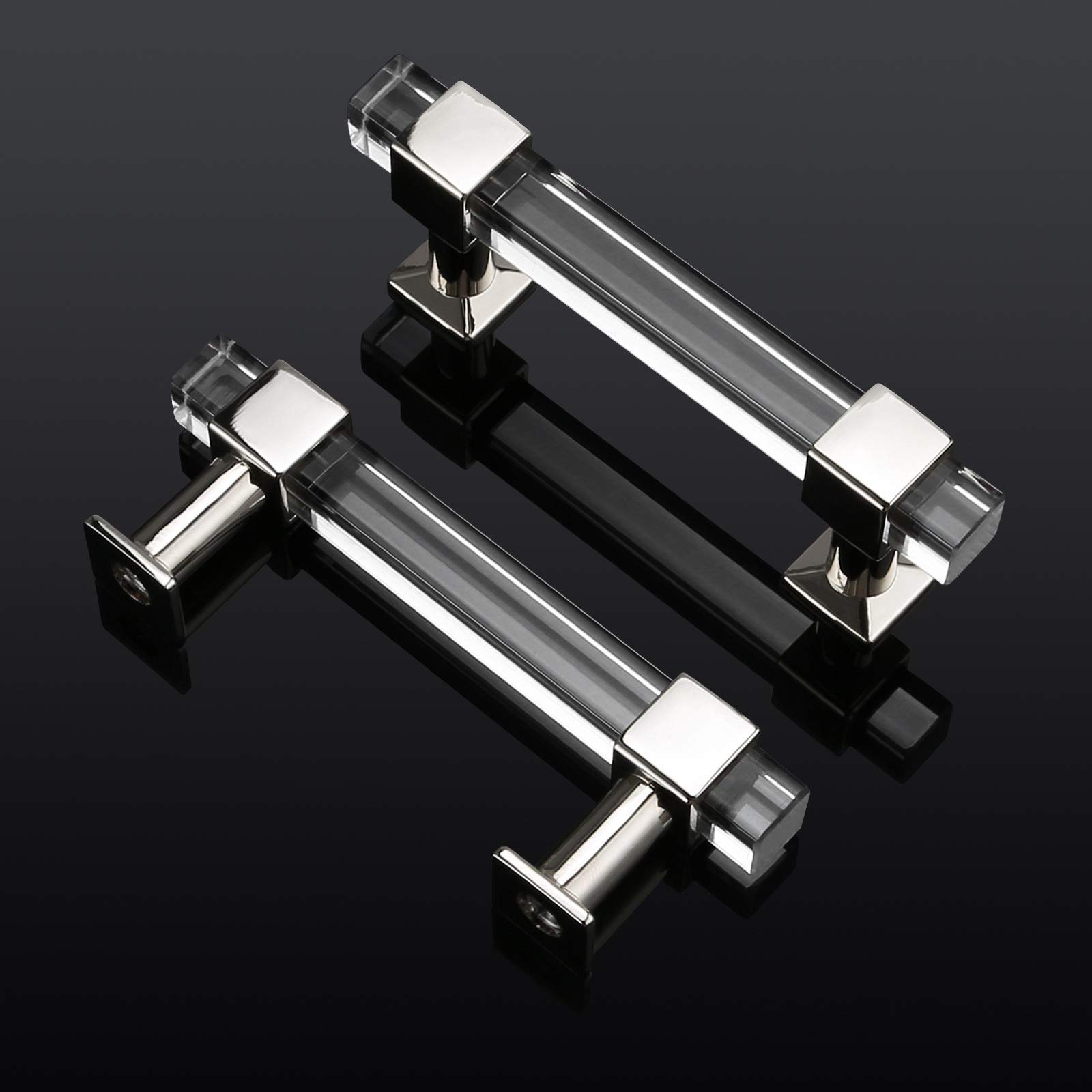 Mengico 25 Pack 3 Inch Cabinet Pulls - Polished Chrome Modern Kitchen Cabinet Handles & Drawer Pulls - Acrylic Cabinet Hardware for Bathroom, Bedroom, Kitchen & Office Storage Solutions