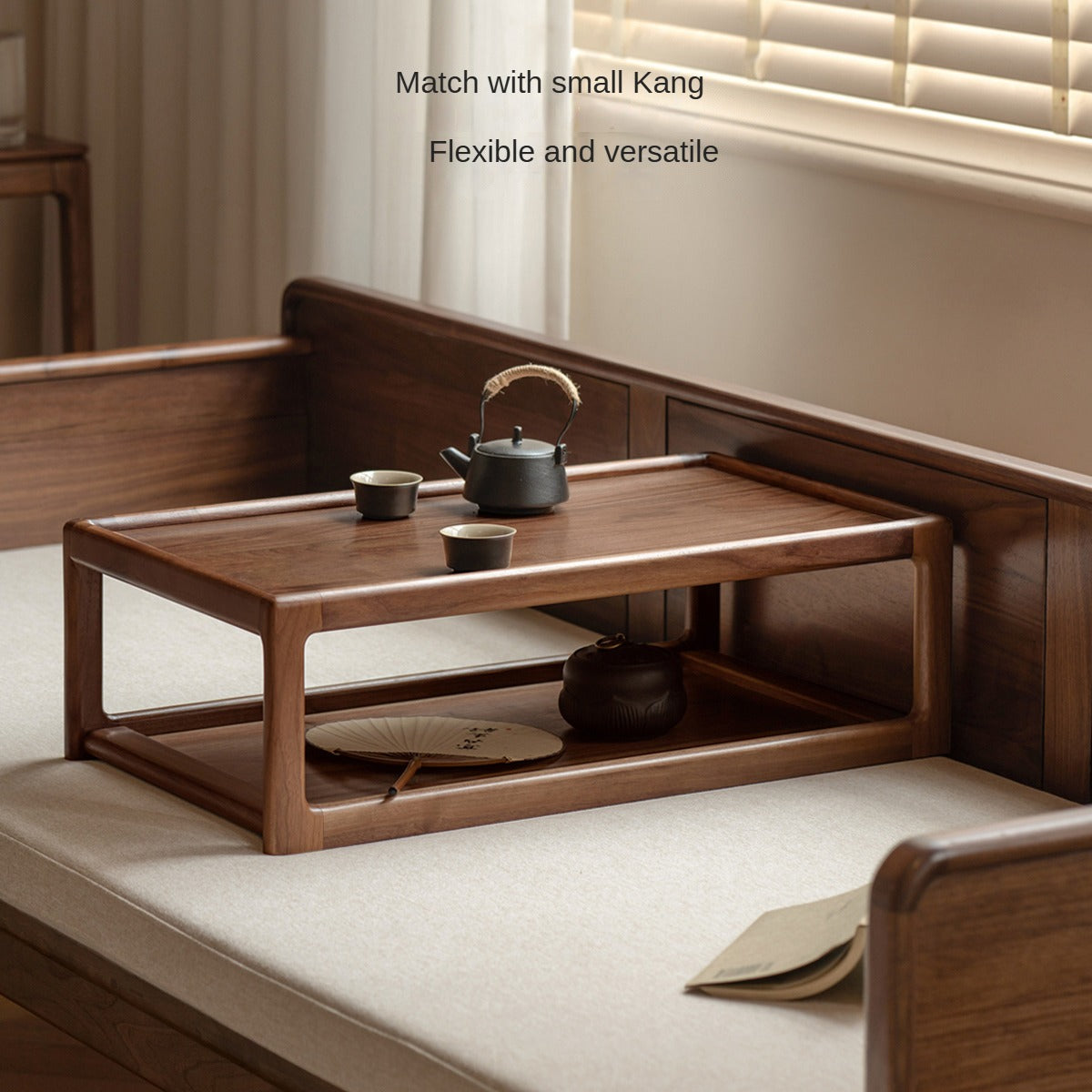 Premium Solid Wood Bed Frame - Black Walnut & Oak - Modern Chinese Style Bedroom Furniture for Master Bedroom or Guest Room