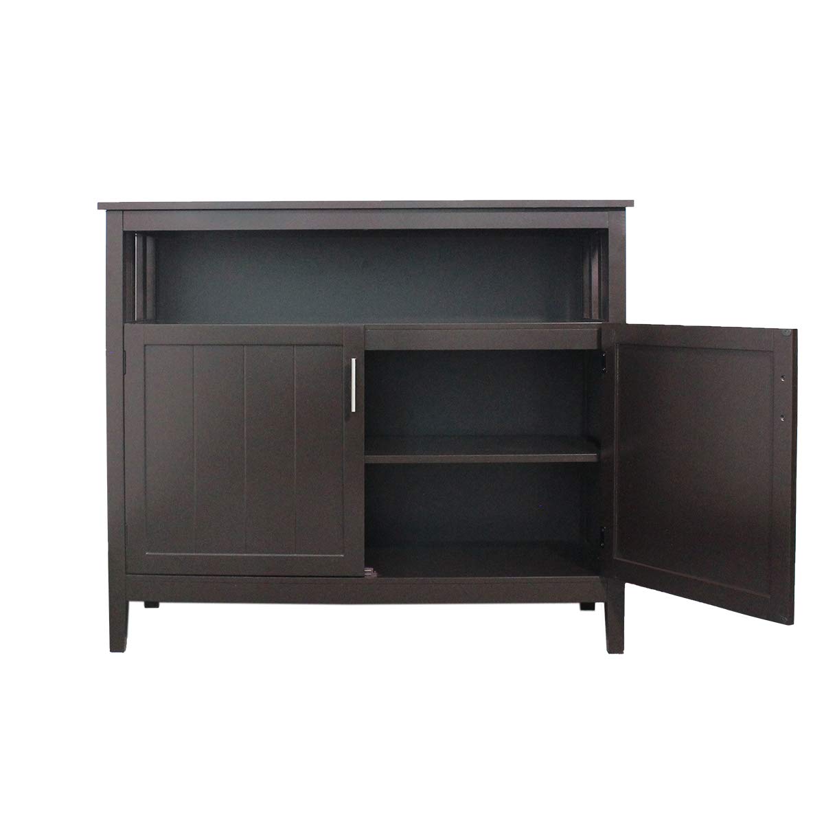 DYANEWAY Sideboard Kitchen Storage Cabinet - Buffet Cabinet with Adjustable Shelves, Cupboard for Dining Room & Living Room, Brown Wood Finish - Perfect for Organizing Dishes, Linens & Home Decor