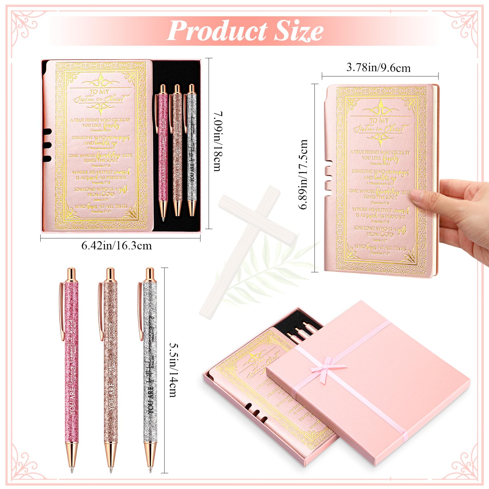 5-Piece Easter Christian Gift Set - Prayer Journal, Bible Verse Pens in Gift Box - Perfect for Women, Men, Pastors - Church, Sunday School, Mother's Day & Birthday Presents (Pink) | Inspirational Writing & Faith Journaling Supplies