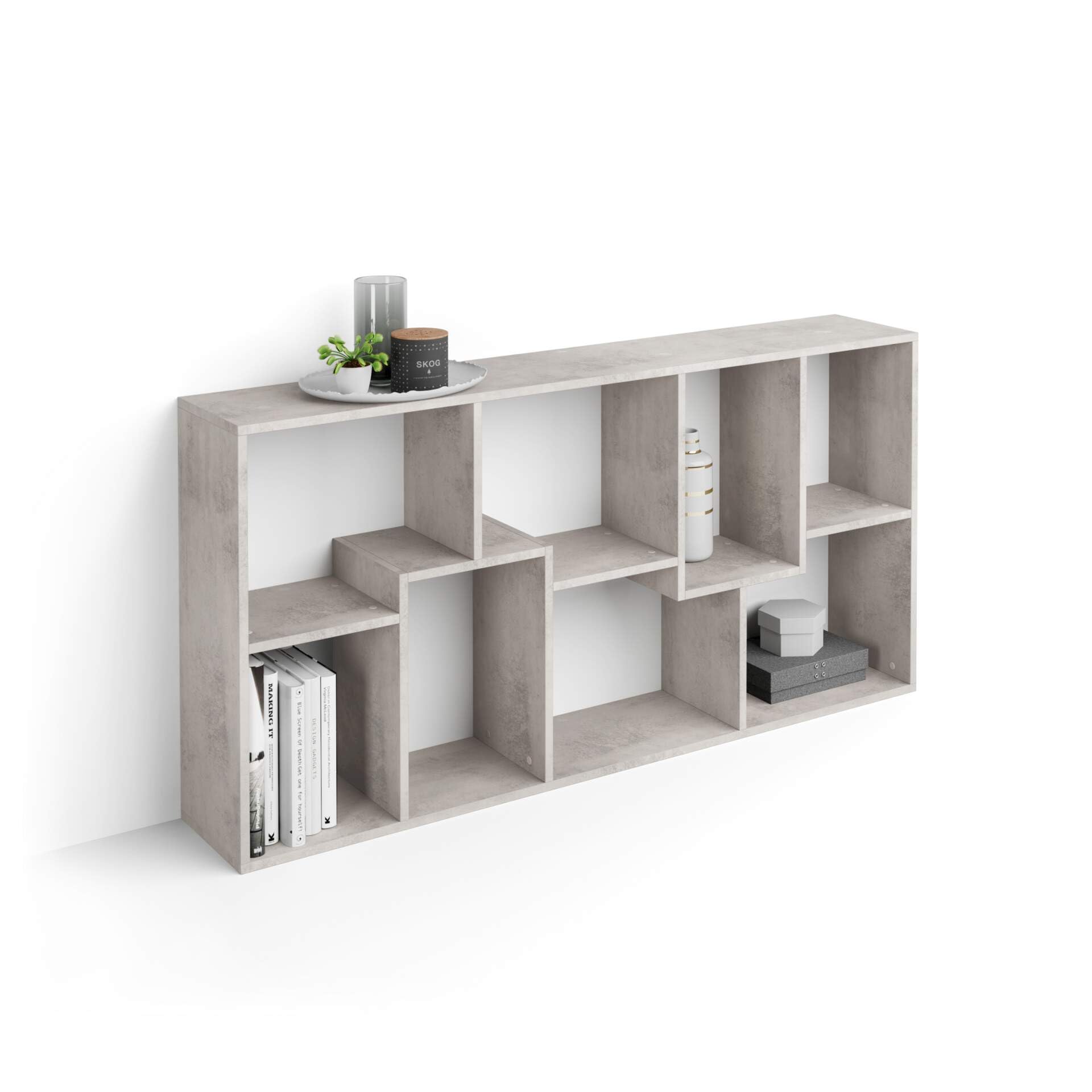 Modern Concrete Effect Grey Bookcase XS Iacopo - 63.31