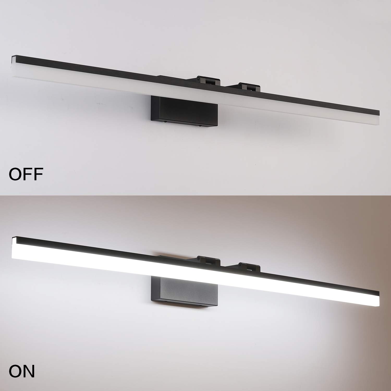 SOLFART 47.2 Inch Modern LED Bathroom Vanity Lights - Black Finish Mirror Light Fixture with Energy Efficient Light Strip (8778-ND) - Perfect for Bathroom Makeup Mirror Lighting and Modern Home Decor