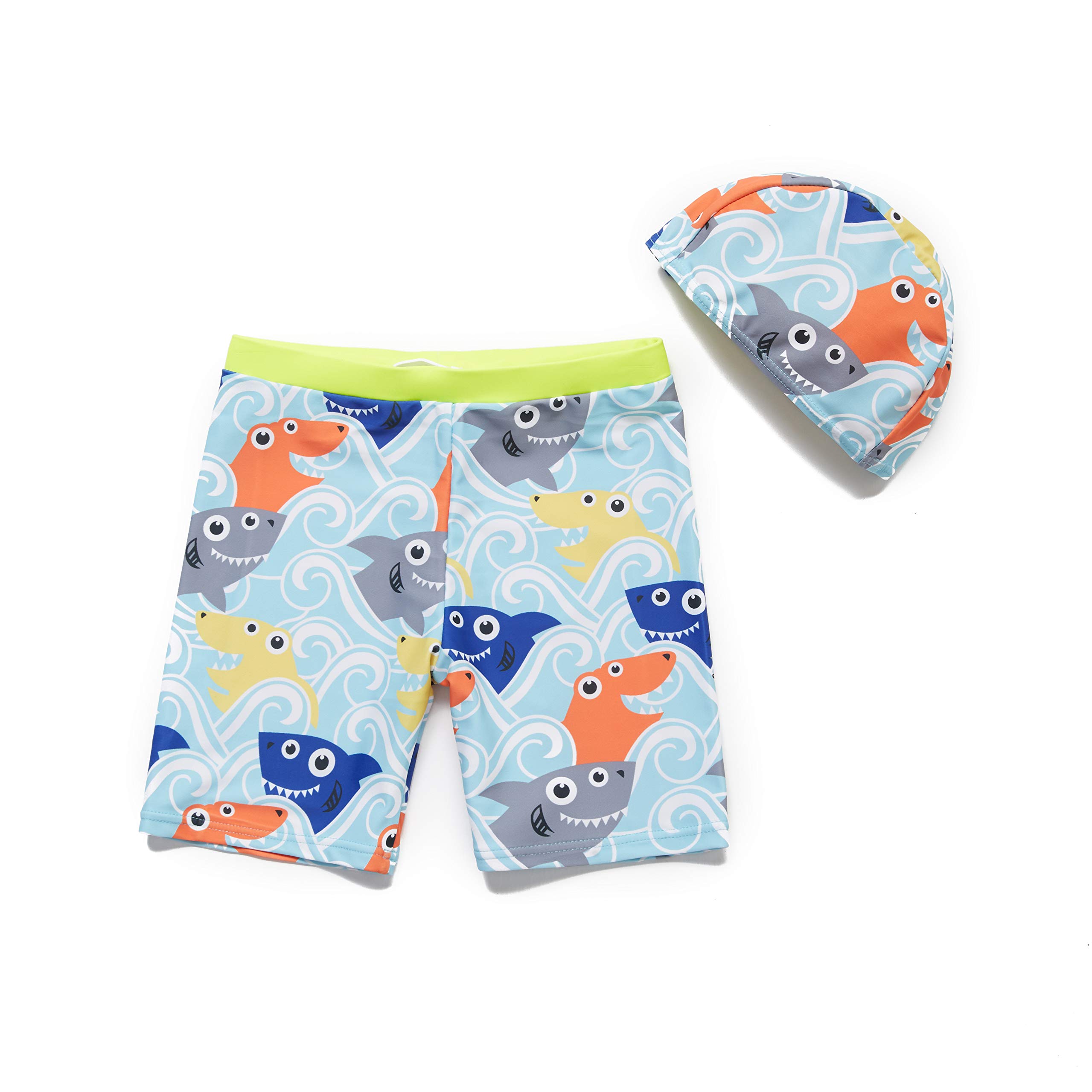 Baby & Toddler UPF 50+ Sun Protection Swim Trunks with Matching Sun Hat - Quick Dry Boys Girls Boardshorts for Beach, Pool & Summer Water Play