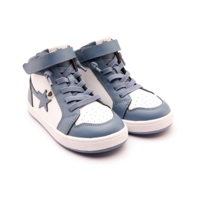 Old Soles White and Indigo Mid Top Sneakers for Kids - Comfortable Casual Shoes for School, Play & Everyday Wear