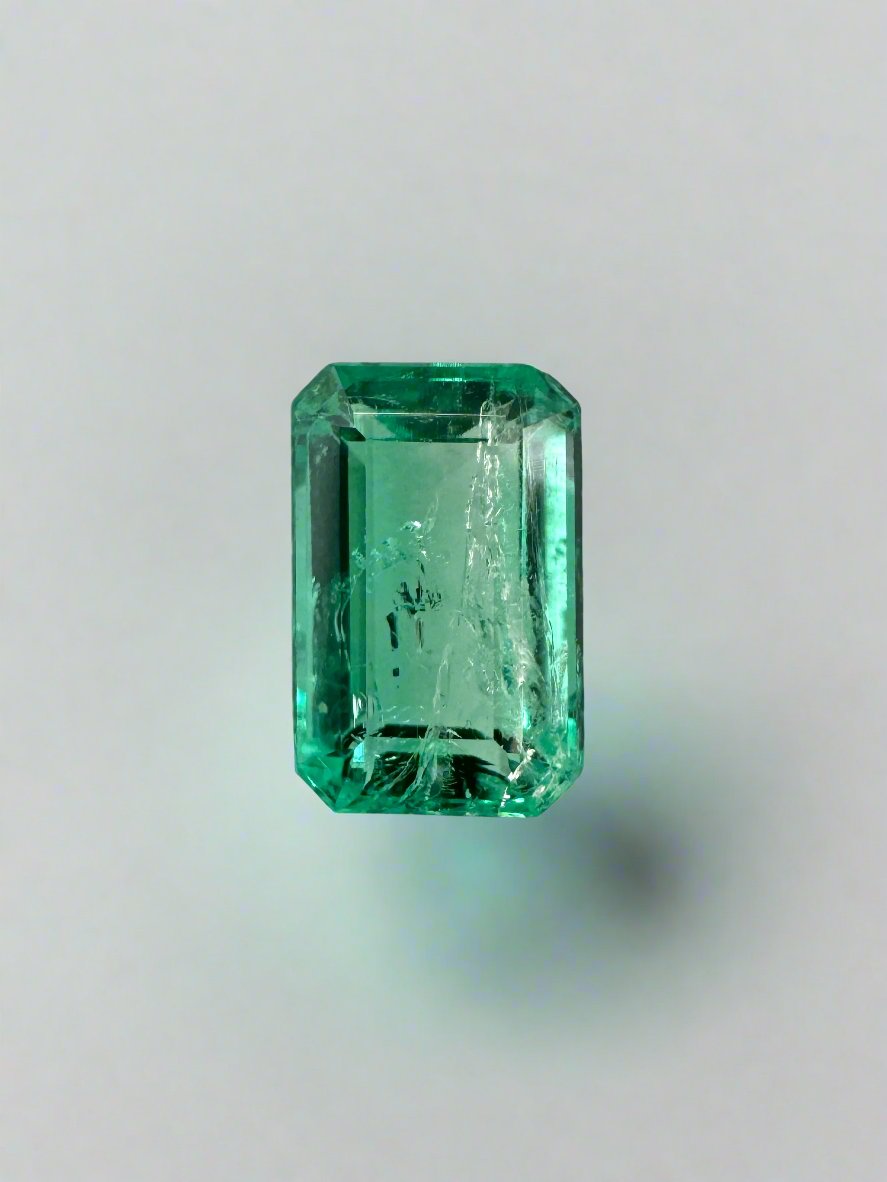 0.77 Carat 7x4.5mm Glowing Loose Colombian Emerald - Emerald Cut Gemstone for Jewelry Making & Engagement Rings