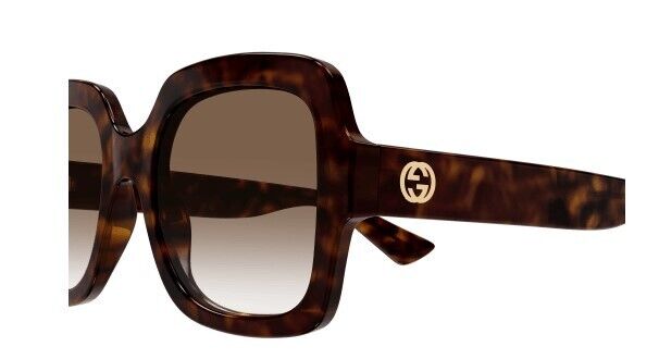 Gucci GG1337S 003 Havana/Brown Gradient Oversized Square Women's Sunglasses - Fashionable UV Protection Shades for Women, Perfect for Beach, Driving & Outdoor Activities