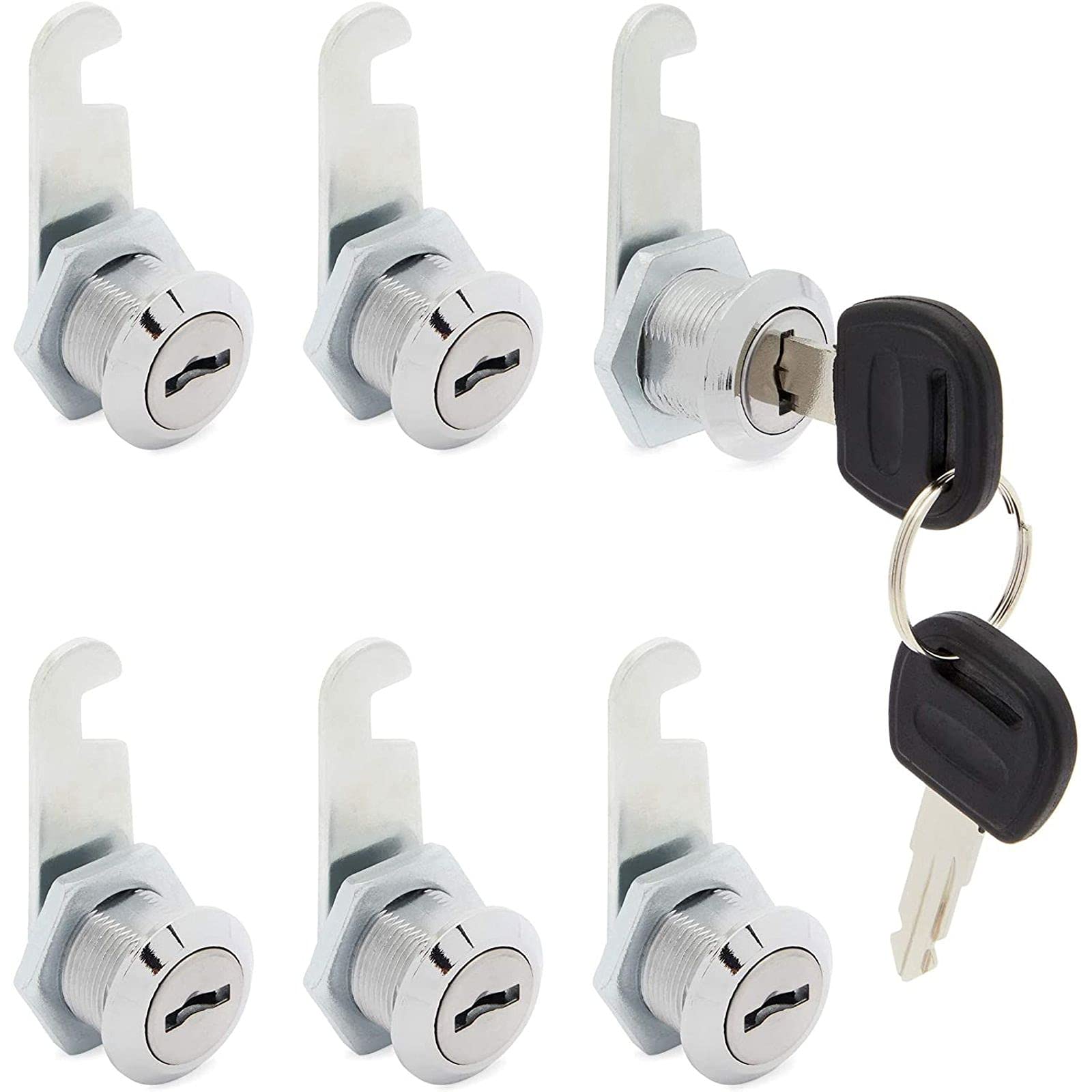 Stockroom Plus 6 Pack Cabinet Cam Locks with 2 Keys - 16mm Cylinder Lock for Tool Boxes, Drawers & Storage Cabinets (12/19 inch) - Secure Your Workshop, Garage & Office Equipment