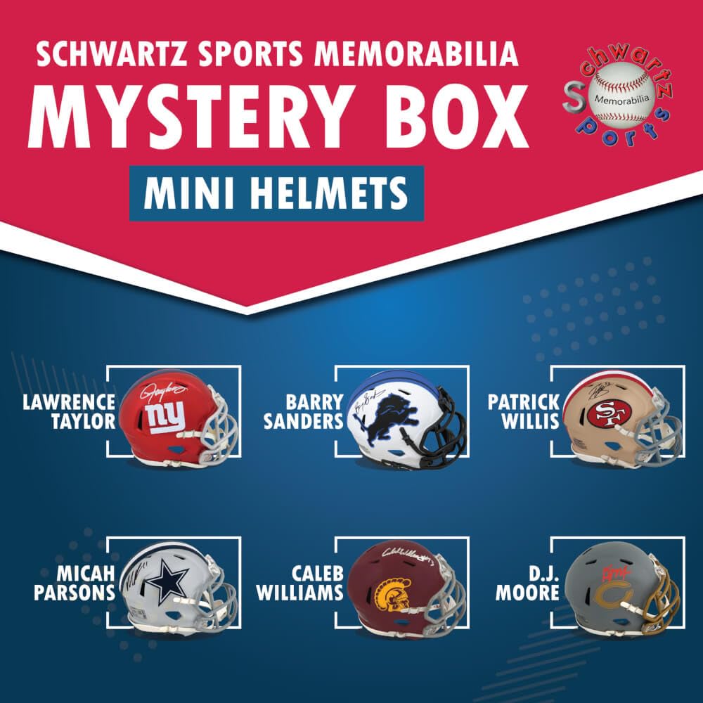 Schwartz Sports Football Superstar Signed Mystery Mini Helmet - Series 43 Limited Edition (75 Made) - Perfect for Collectors, Sports Memorabilia Enthusiasts & Gift Giving
