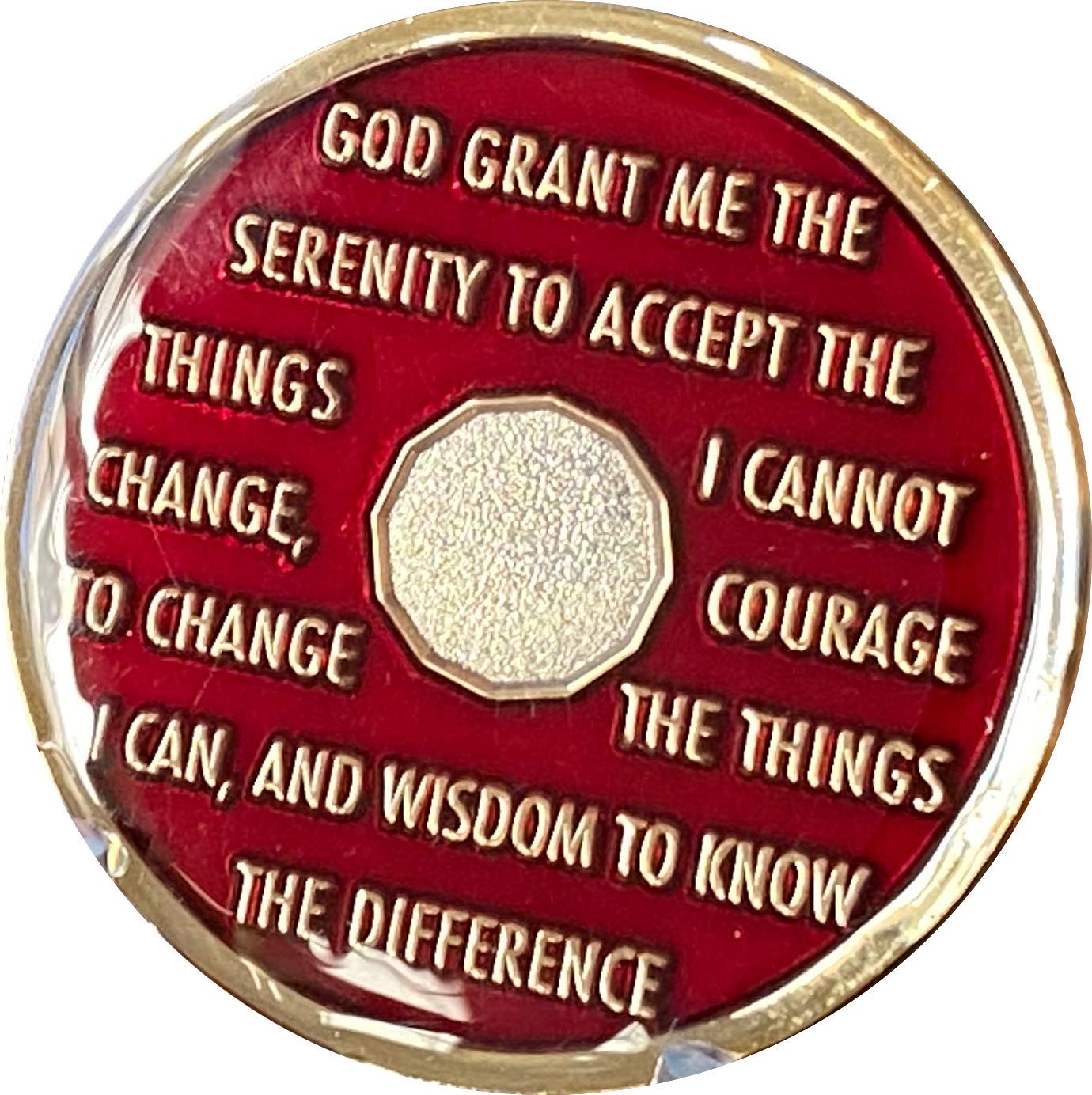 1 Month AA Medallion - Metallic Mandarin Red 30 Day Sobriety Chip for Alcoholics Anonymous Recovery - Perfect for AA Meetings, 12-Step Programs & Celebrating Milestones