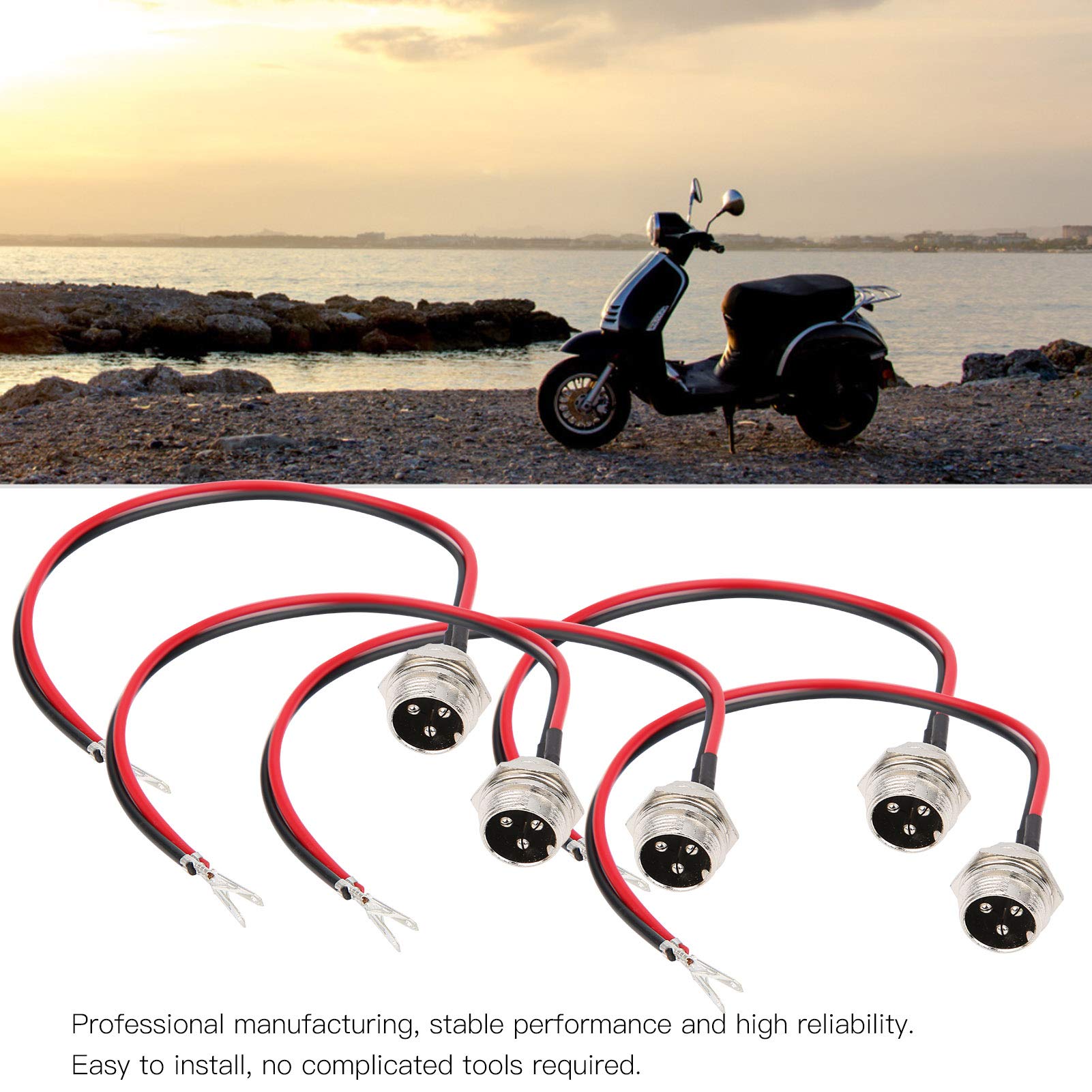 5pcs 3-Pin Inline Scooter Charger Connector with Cover - Waterproof Round Charging Port for Electric Scooter, Hoverboard & E-Bike - Perfect for DIY Repairs & Charging Station Upgrades