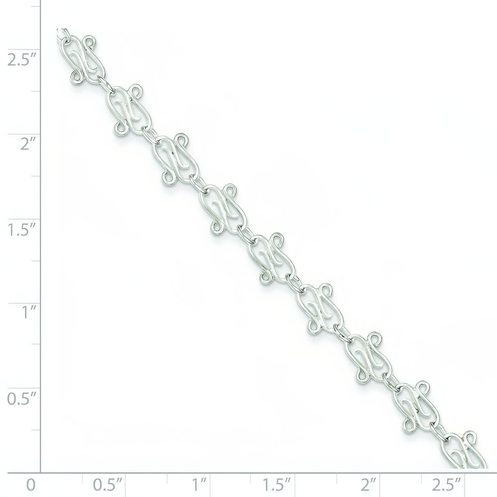 FindingKing Sterling Silver Fancy Link Anklet Chain Jewelry 10