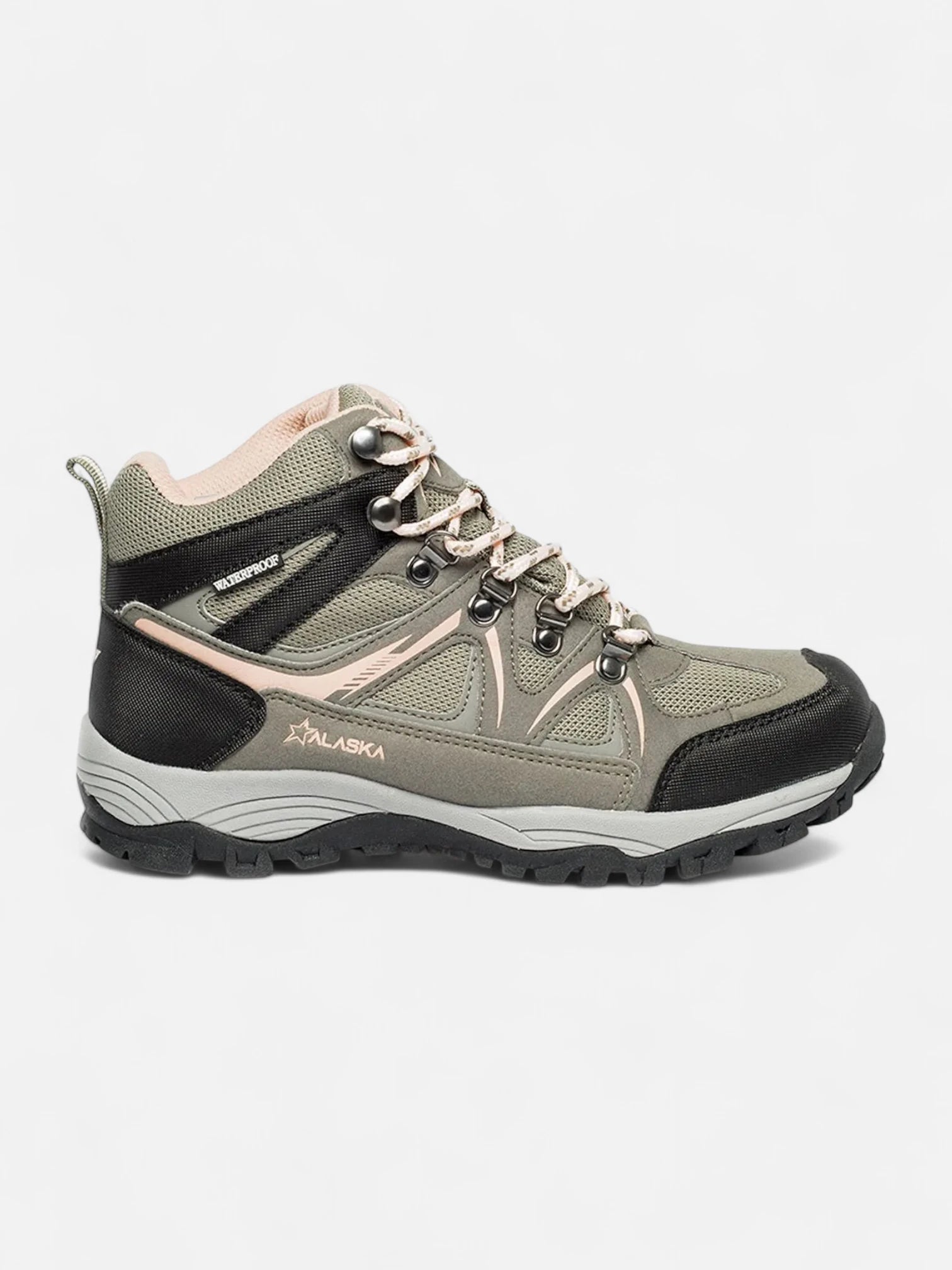 Waterproof Alaska Jade Hiking Boots for Women - Olive & Pink - Perfect for Outdoor Adventures, Trekking & Camping
