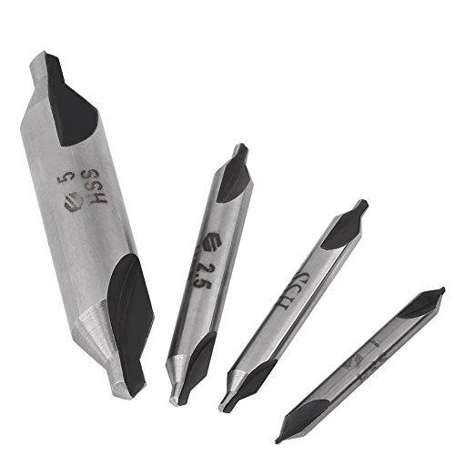 4PCS HSS 60 Degree Center Drill Bit Set (1/2/2.5/5mm) - High Speed Steel Countersink & Centering Tools for Metalworking, Woodworking & DIY Projects